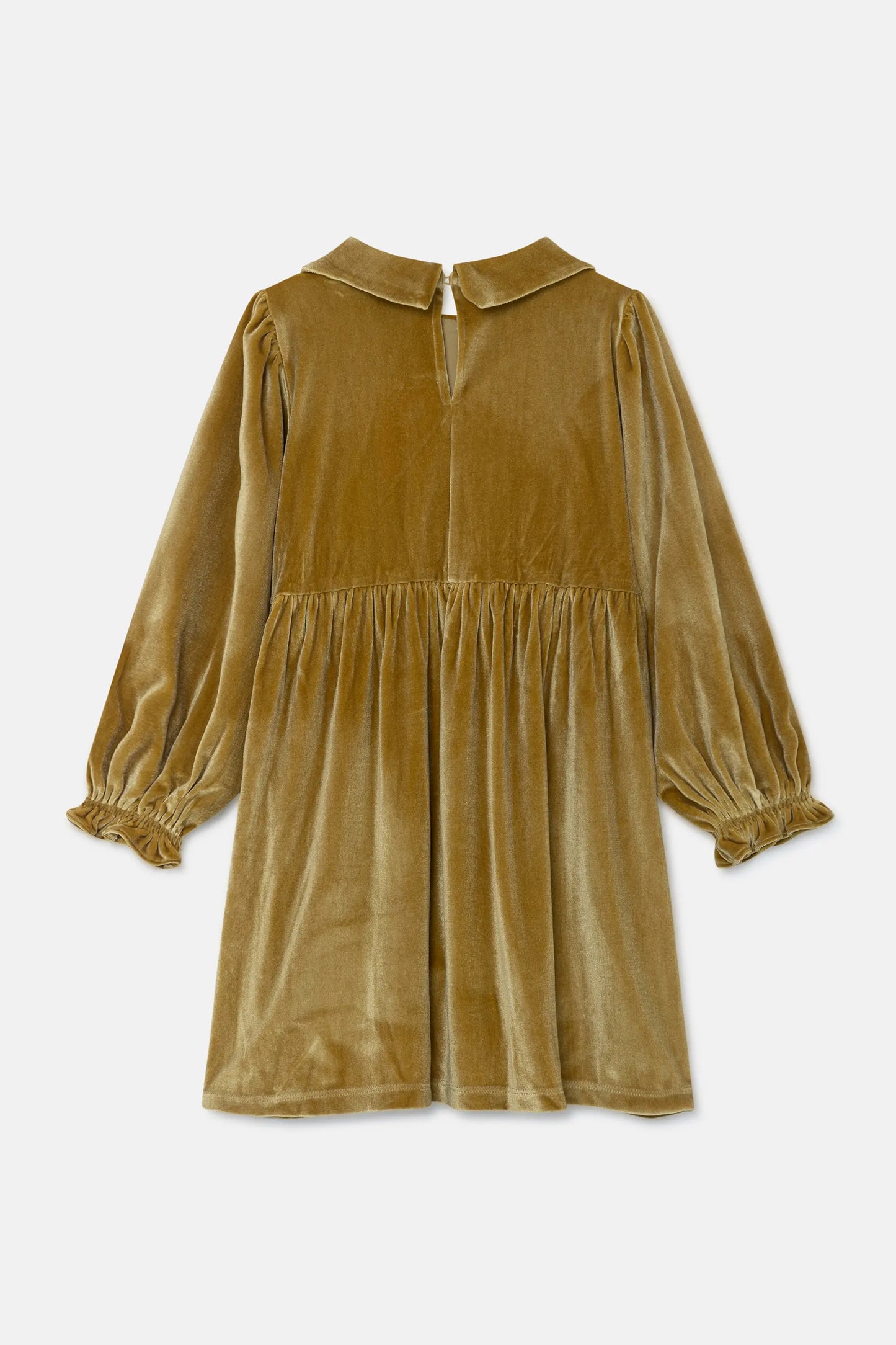 Vestido corto de niña en terciopelo amarillo