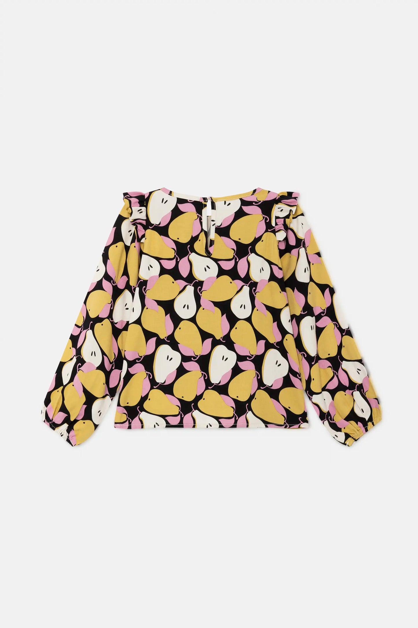 Top de niña con volantes y estampado de peras