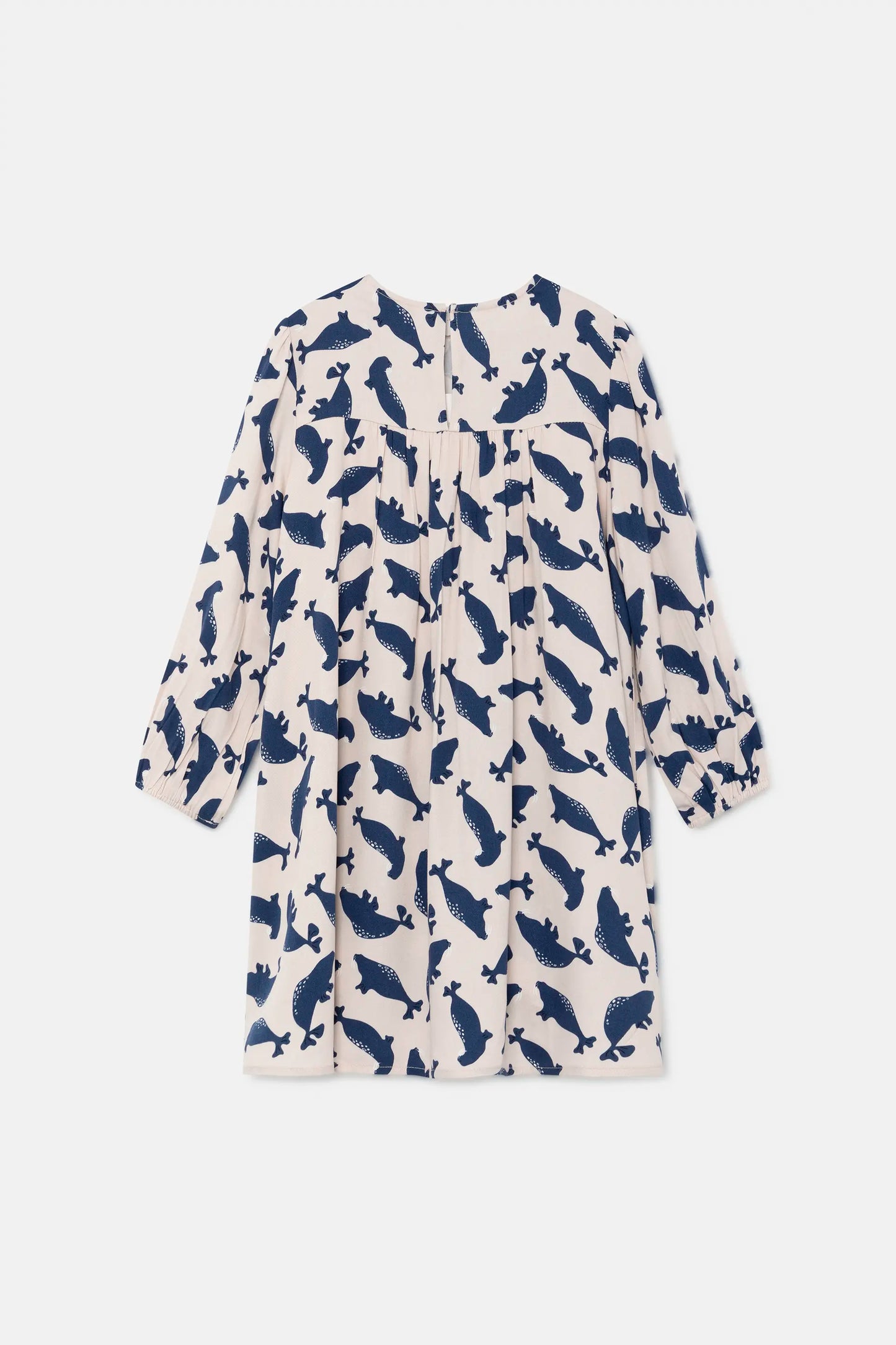 Vestido corto camisero de niña con estampado de focas