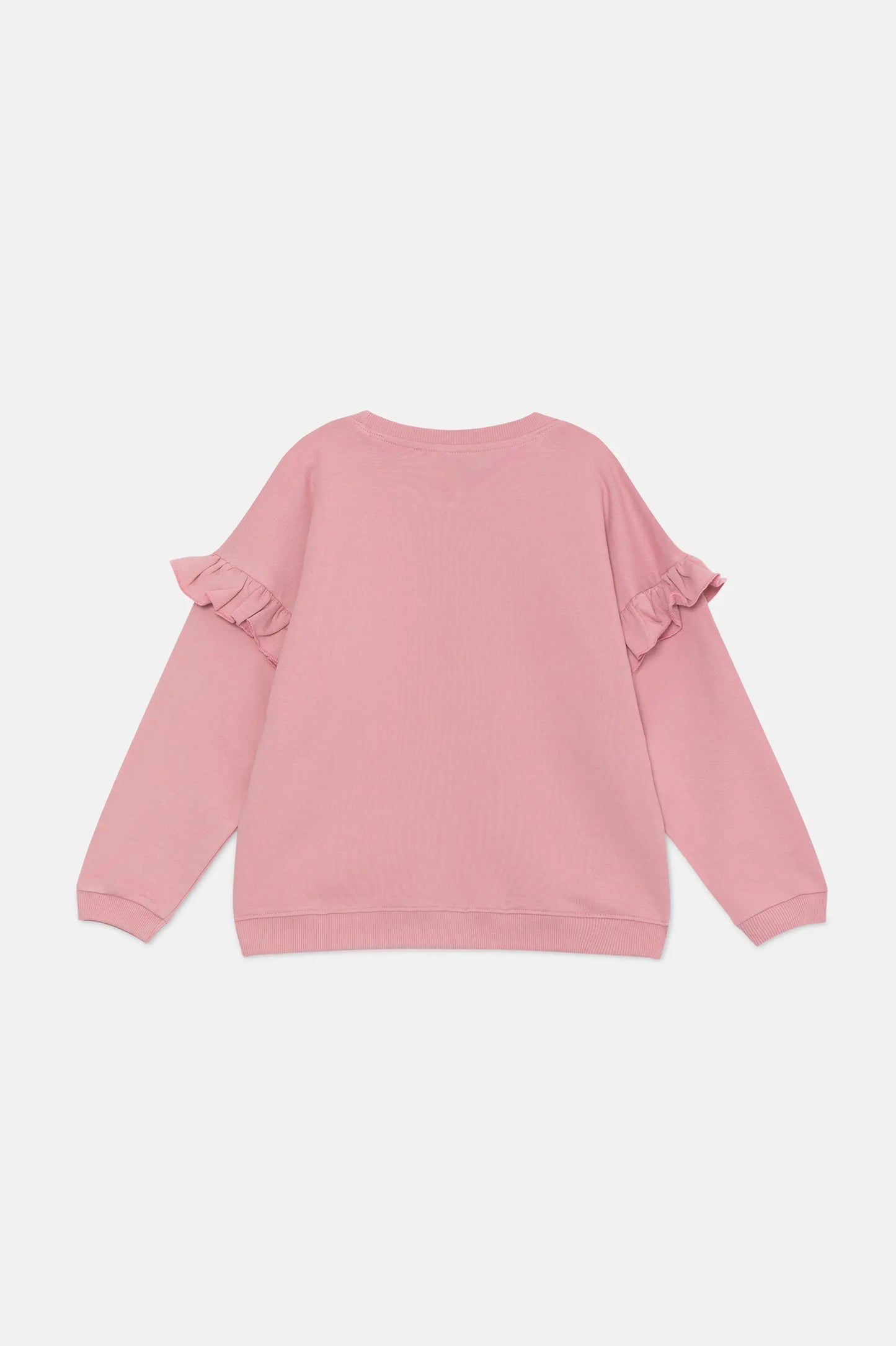 Sudadera oversize unisex con volantes rosa