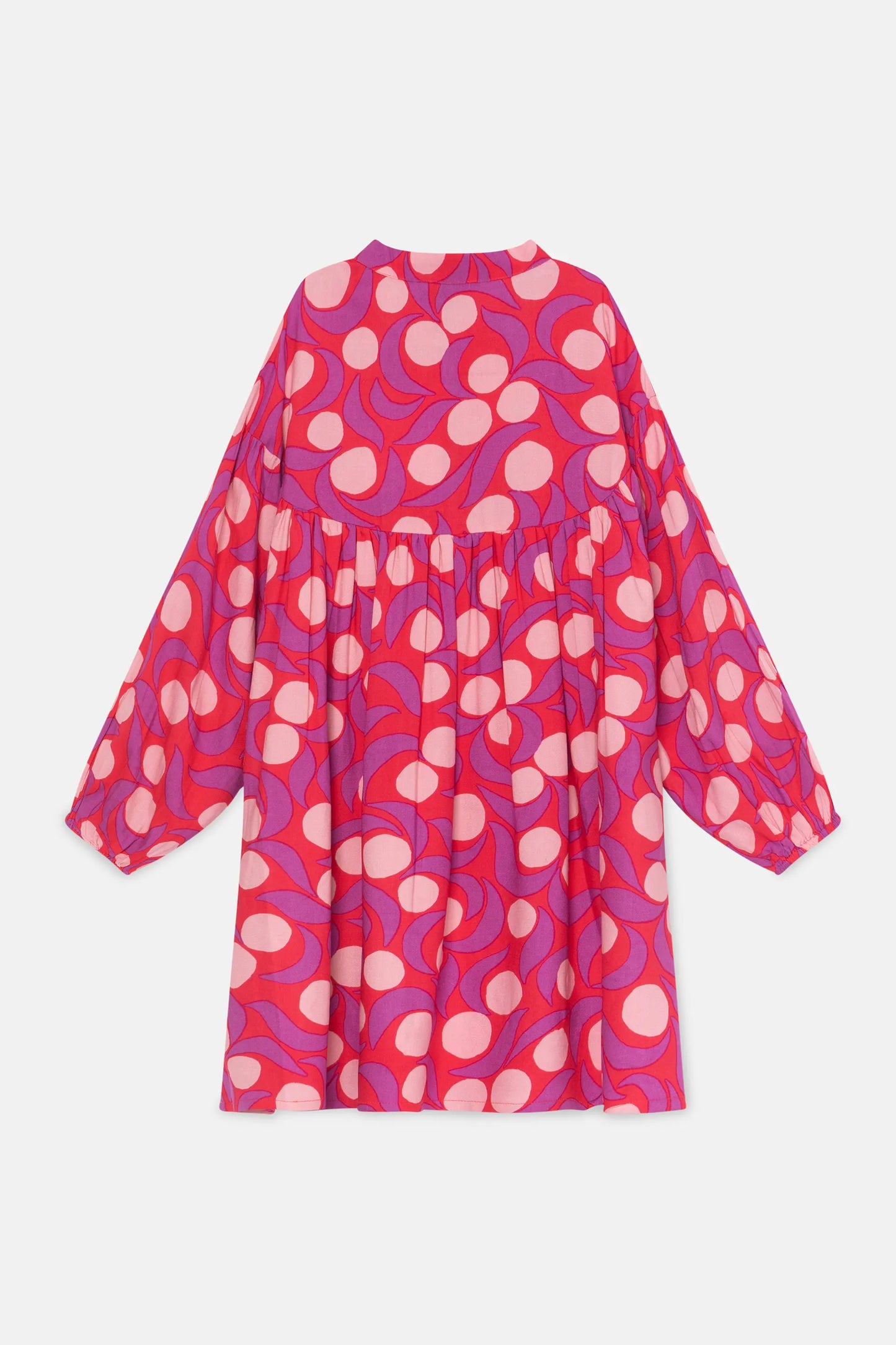 Vestido corto camisero de niña con estampado fantasía rosa