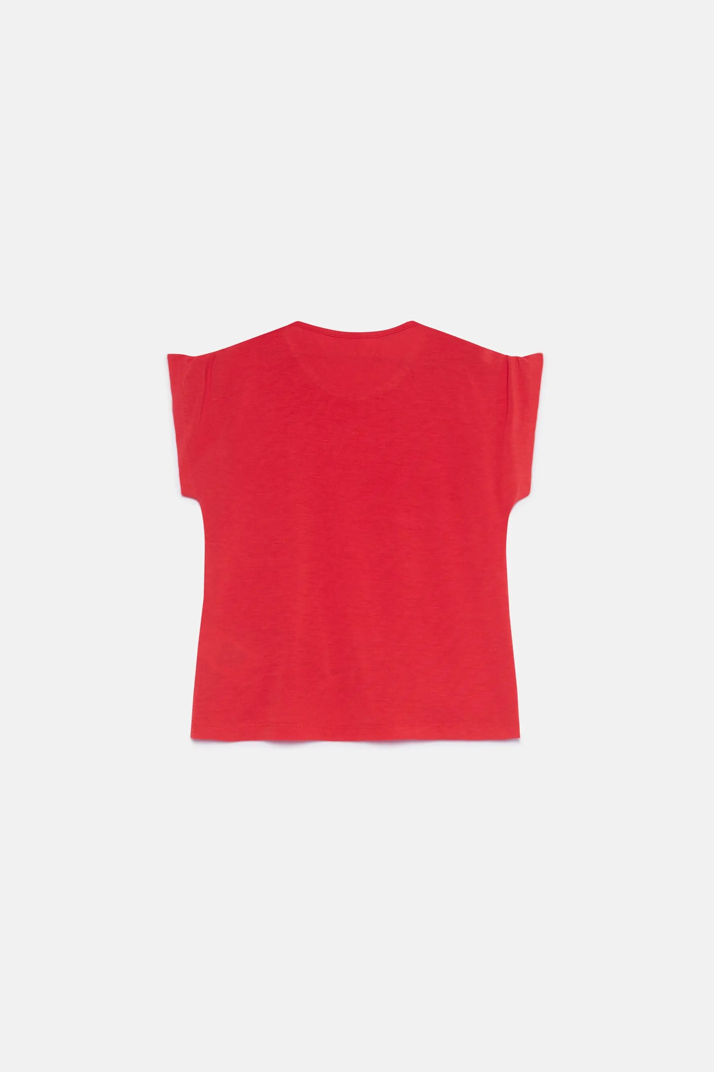 Top de niña manga corta drapeada rojo