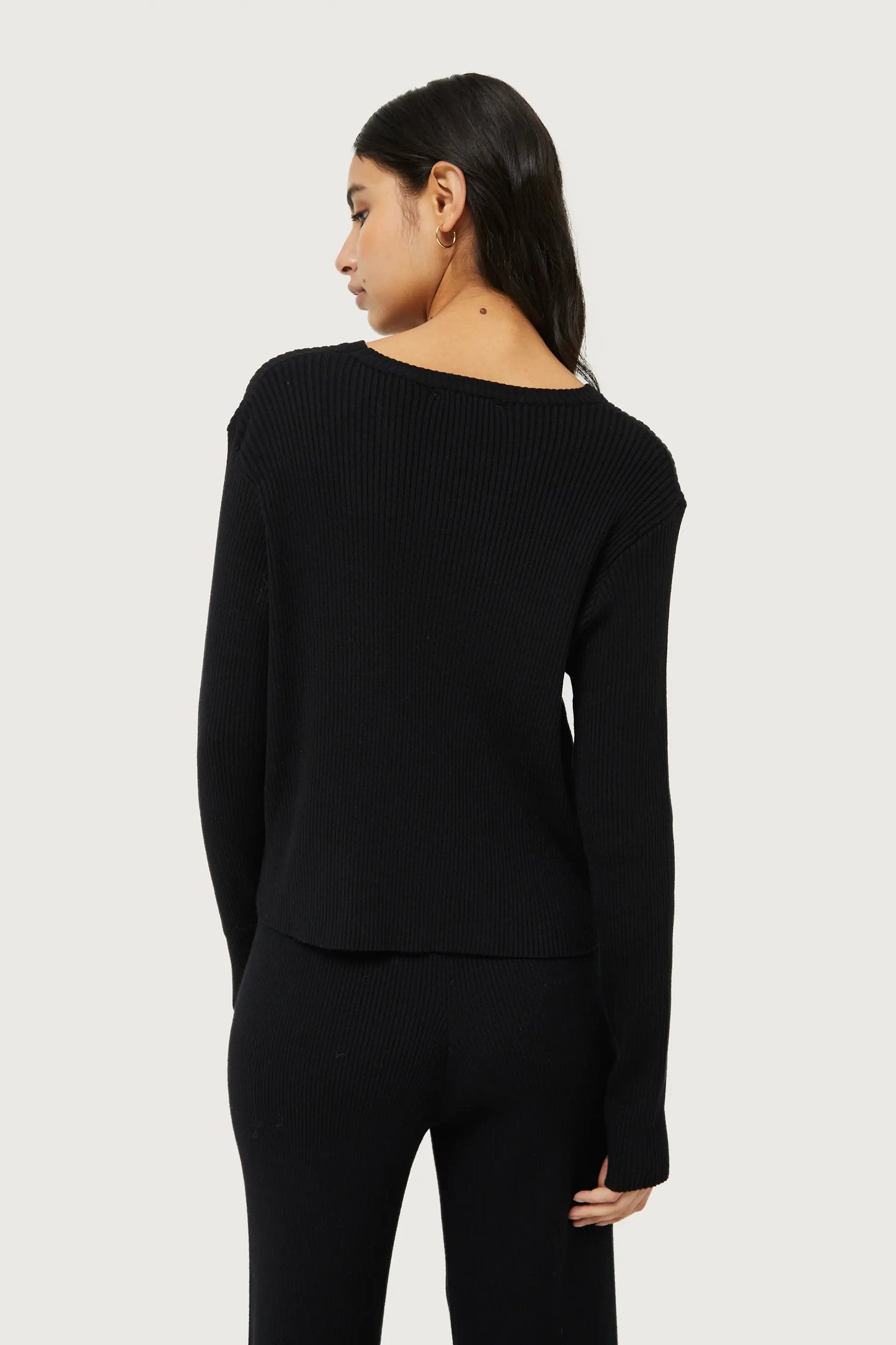 Jersey de punto canalé negro