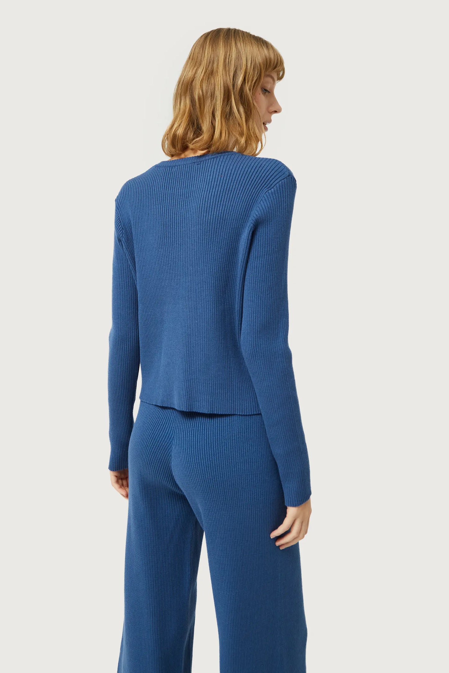 Jersey de punto canalé azul