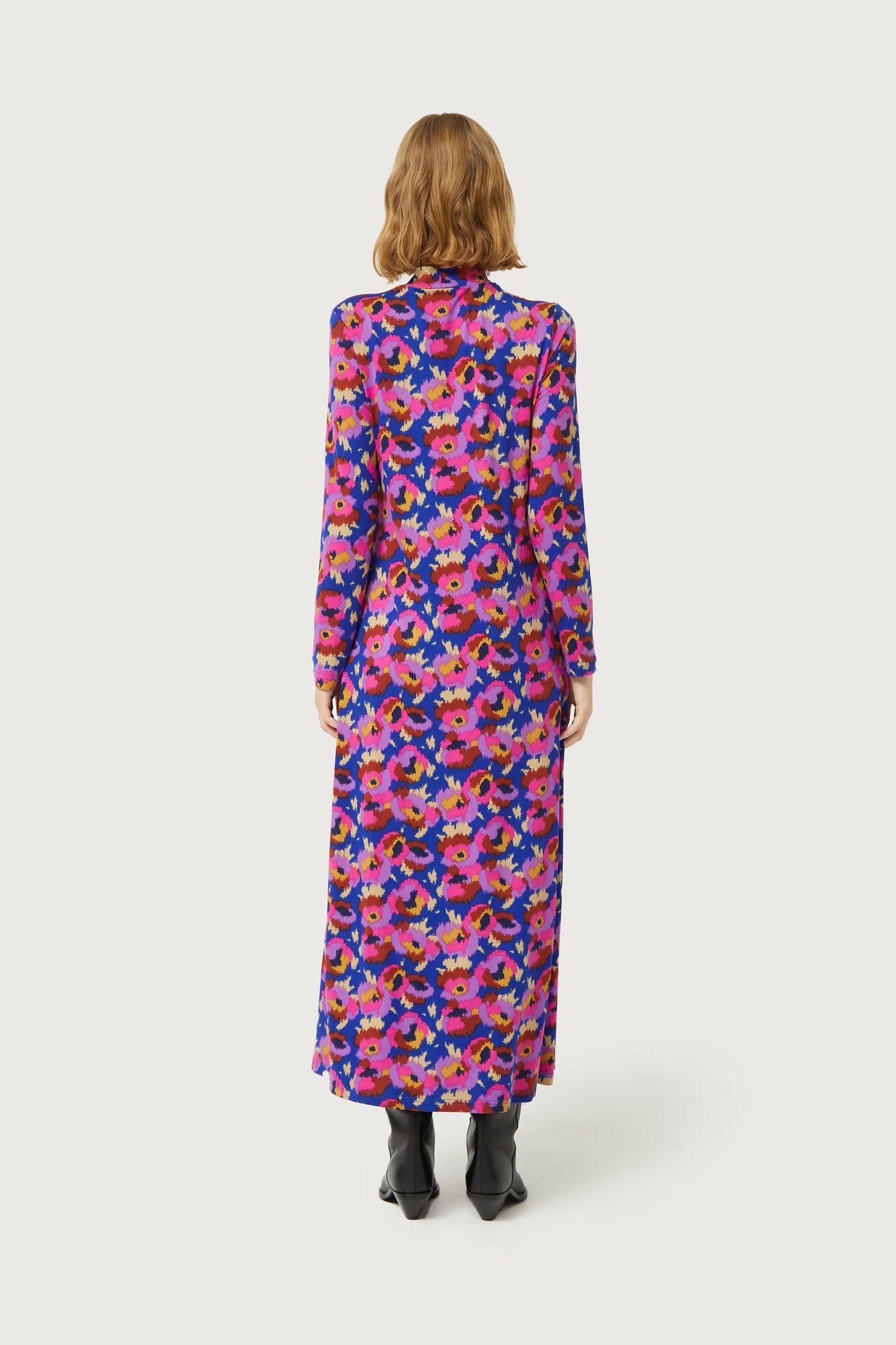 Dewberry Floral Print Knit Long Dress