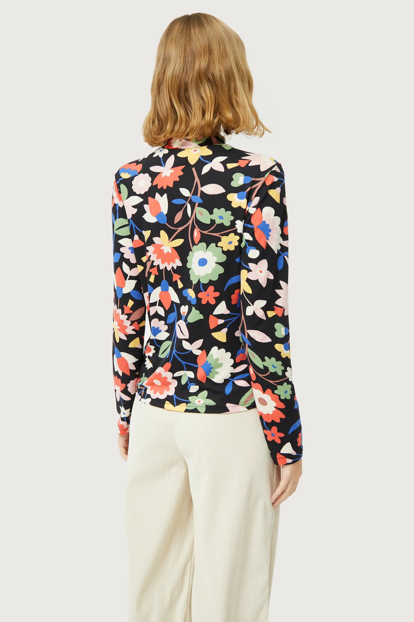 Large floral print fitted top