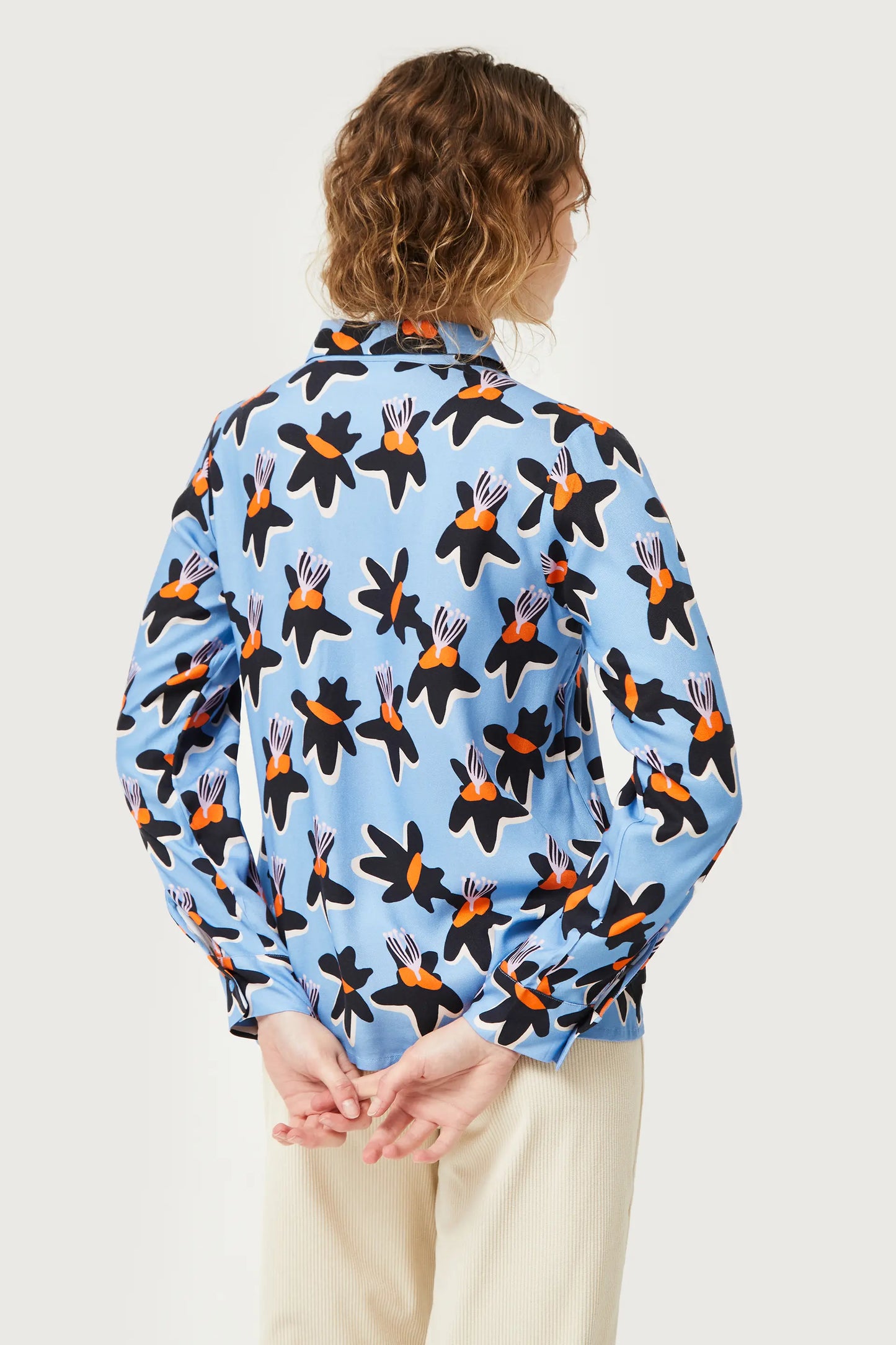 Blue Calatea floral print shirt