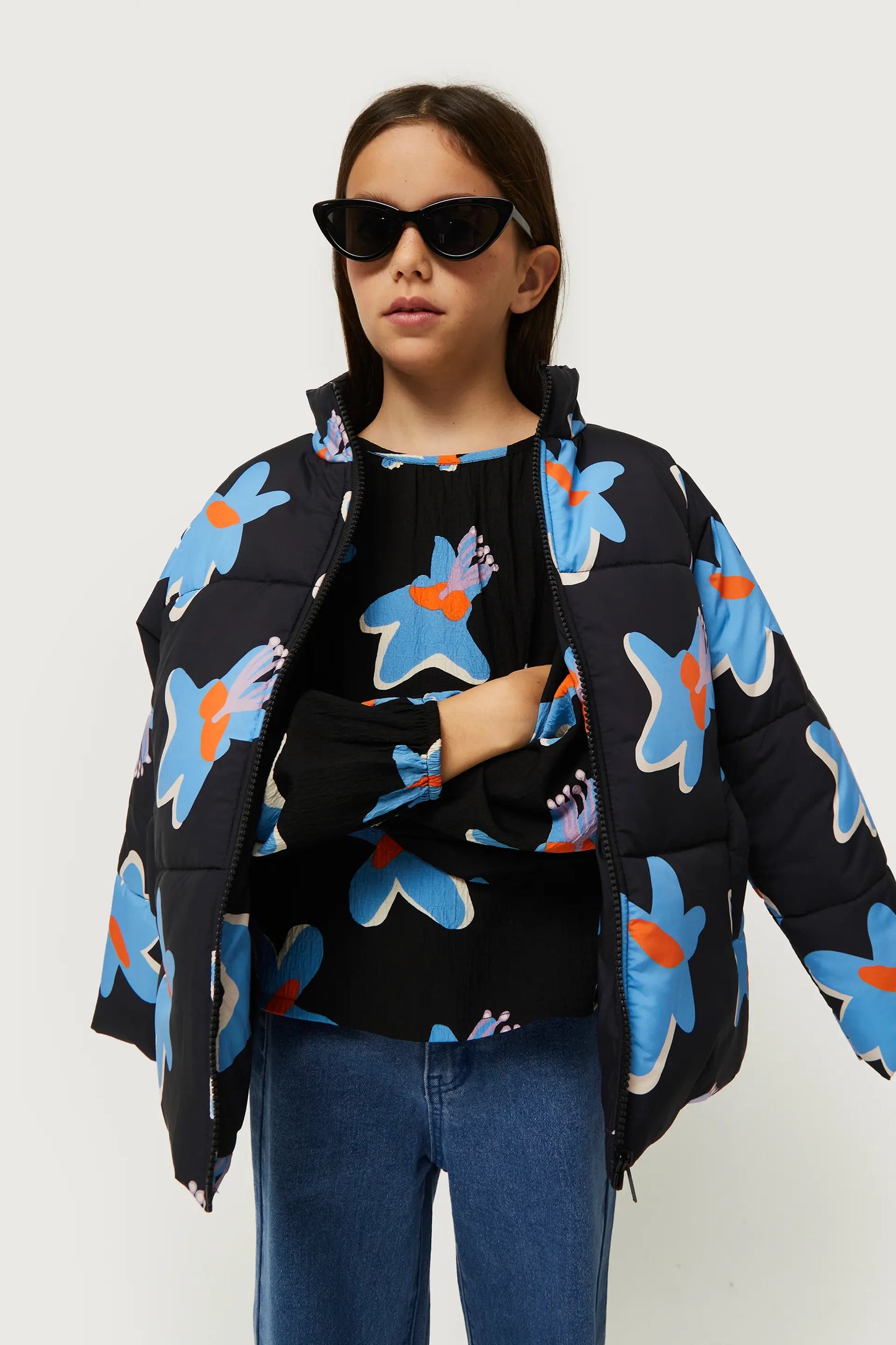 Black Calatea floral print girl's top