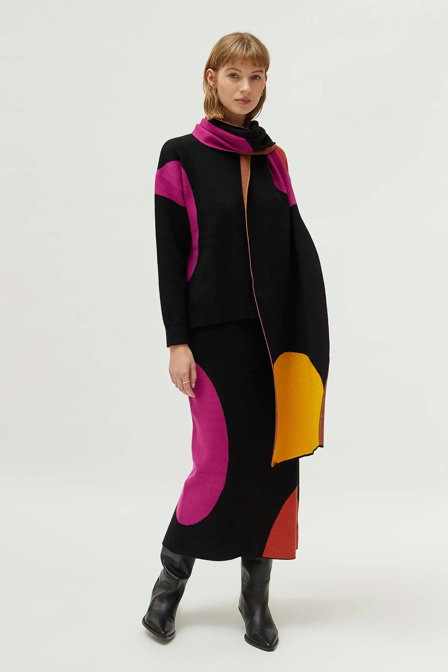 Maglione in maglia jacquard con stampa cerchi