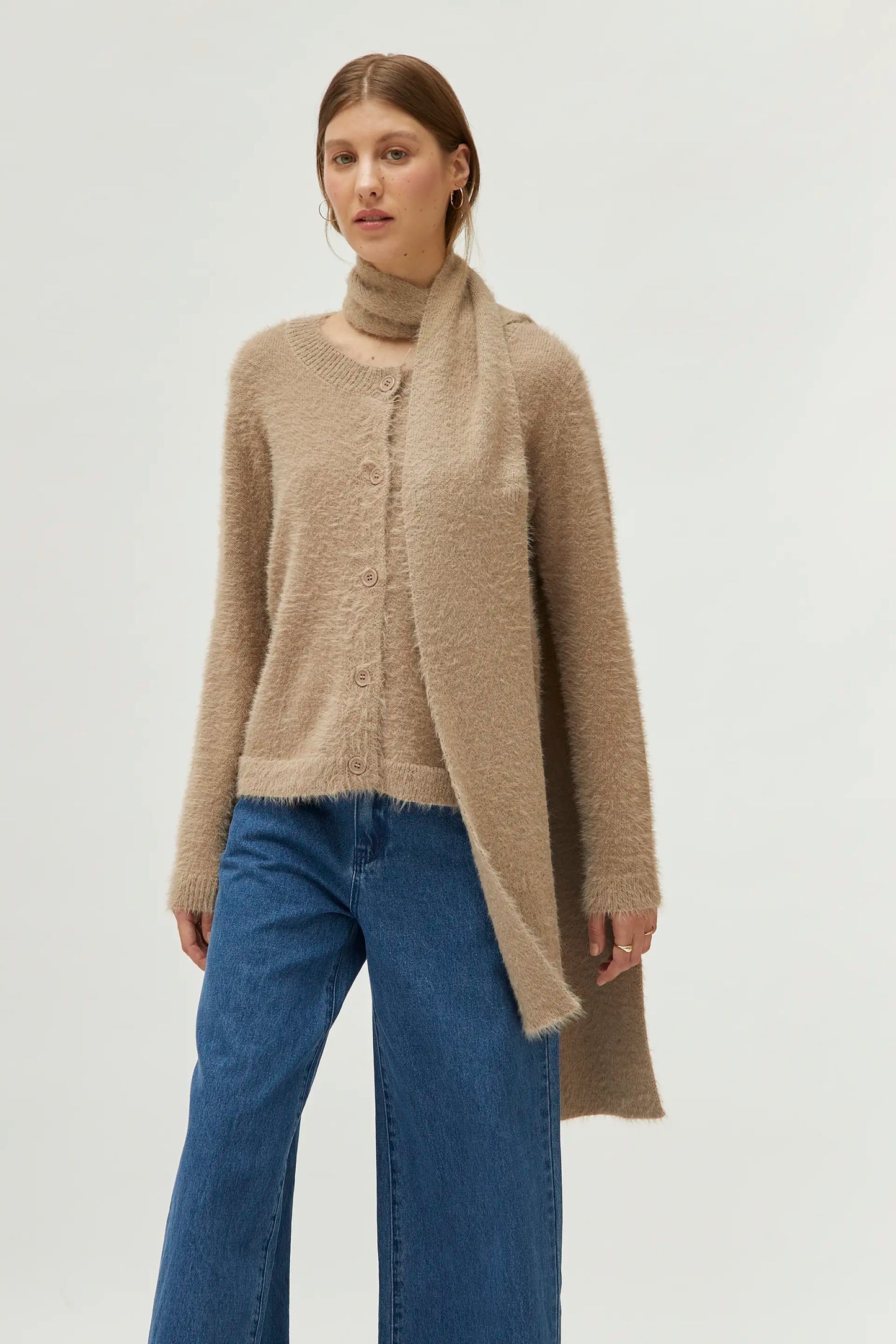 Bufanda de punto con textura beige