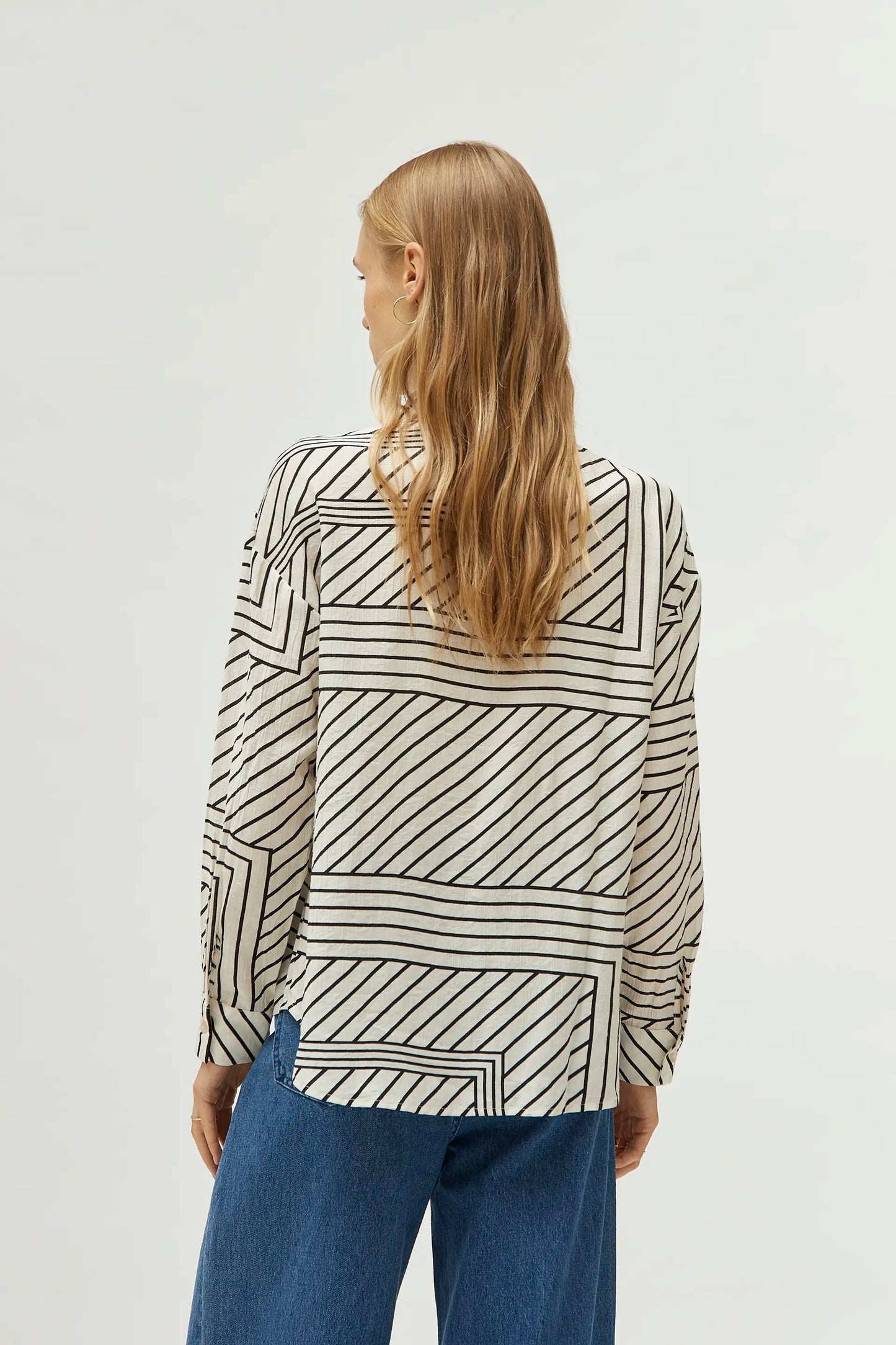 White striped print shirt
