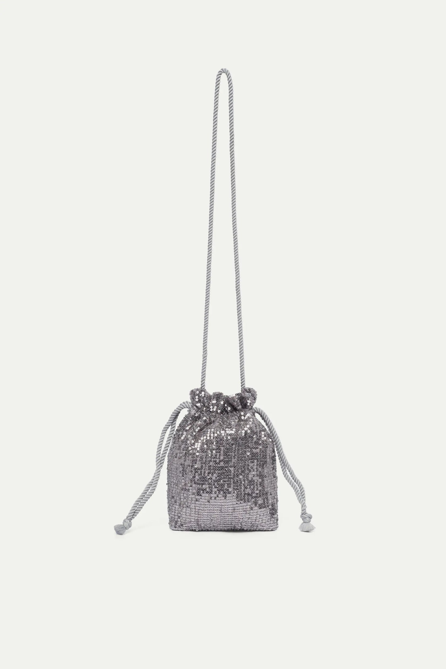 Borsa con paillettes argento