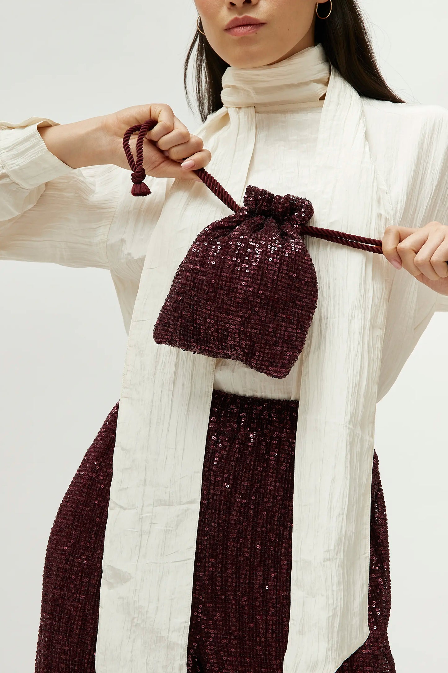 Burgundy Sequin Tote Bag