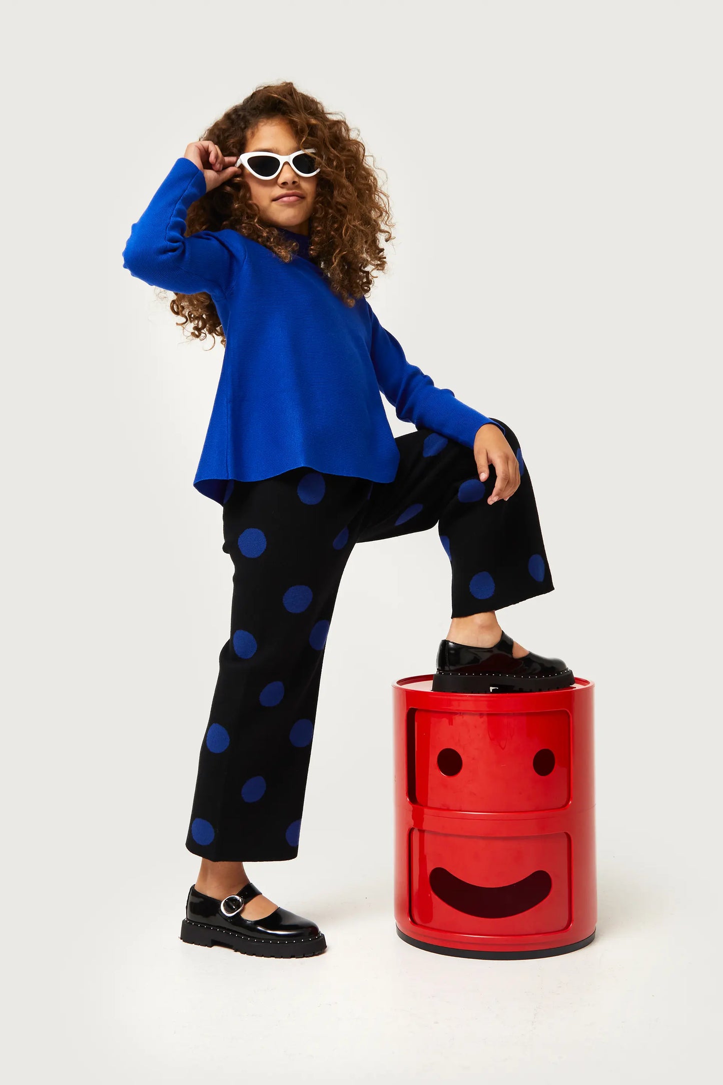 Jersey de niña evasé cuello perkins azul