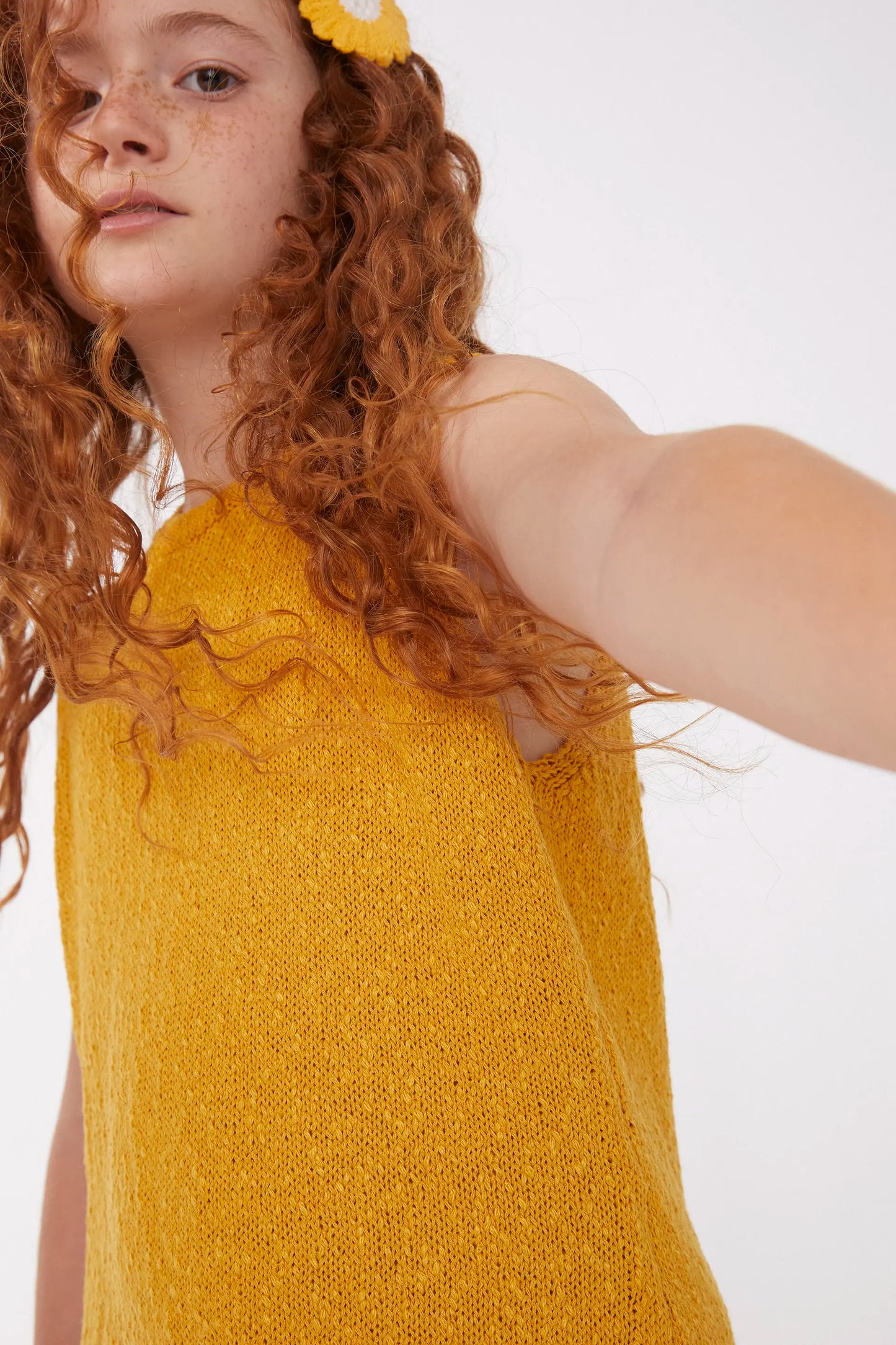 Top largo de niña punto amarillo