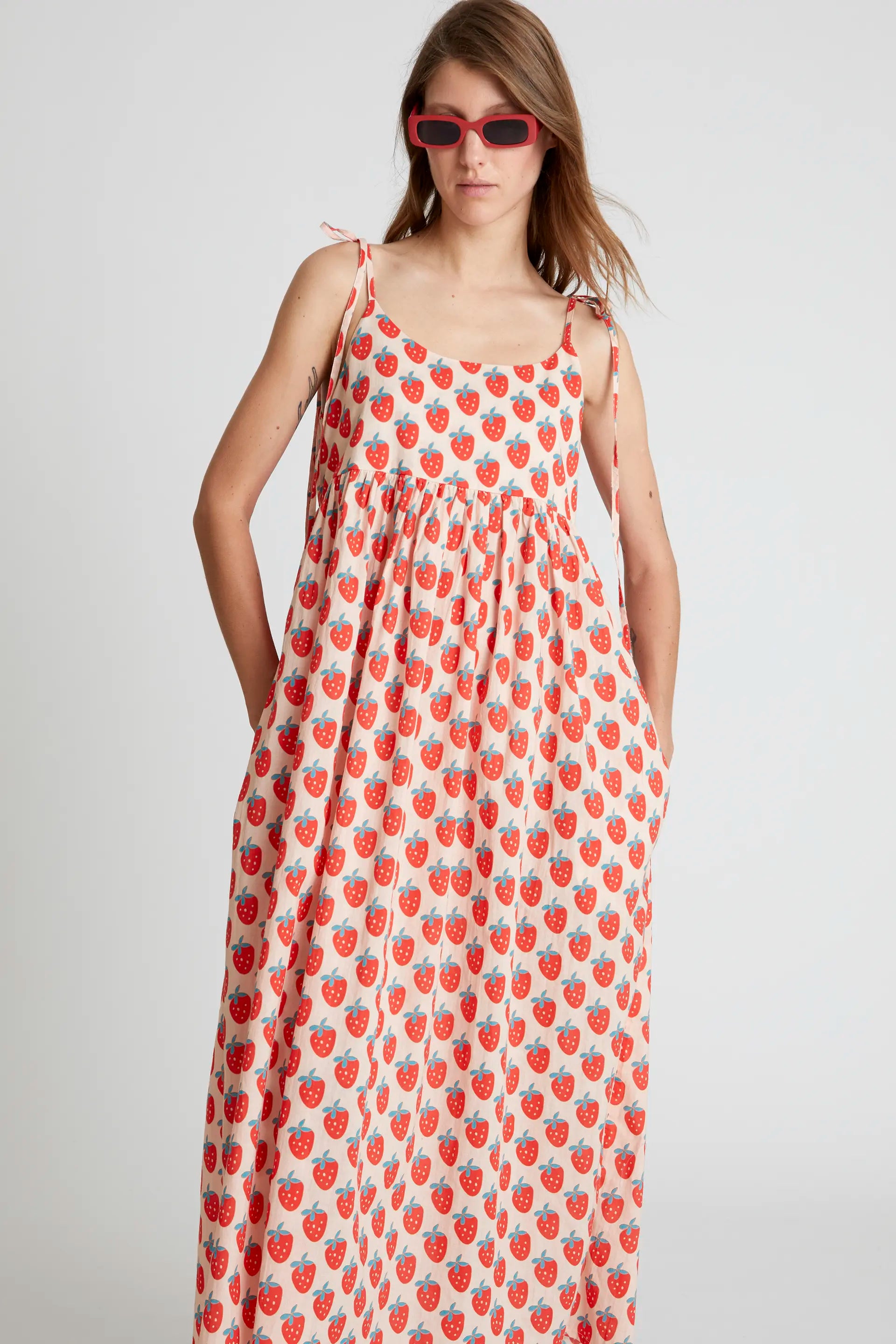 Dress Vestido De Fresas Largo Vestido Midi Vestido Fresas Zara