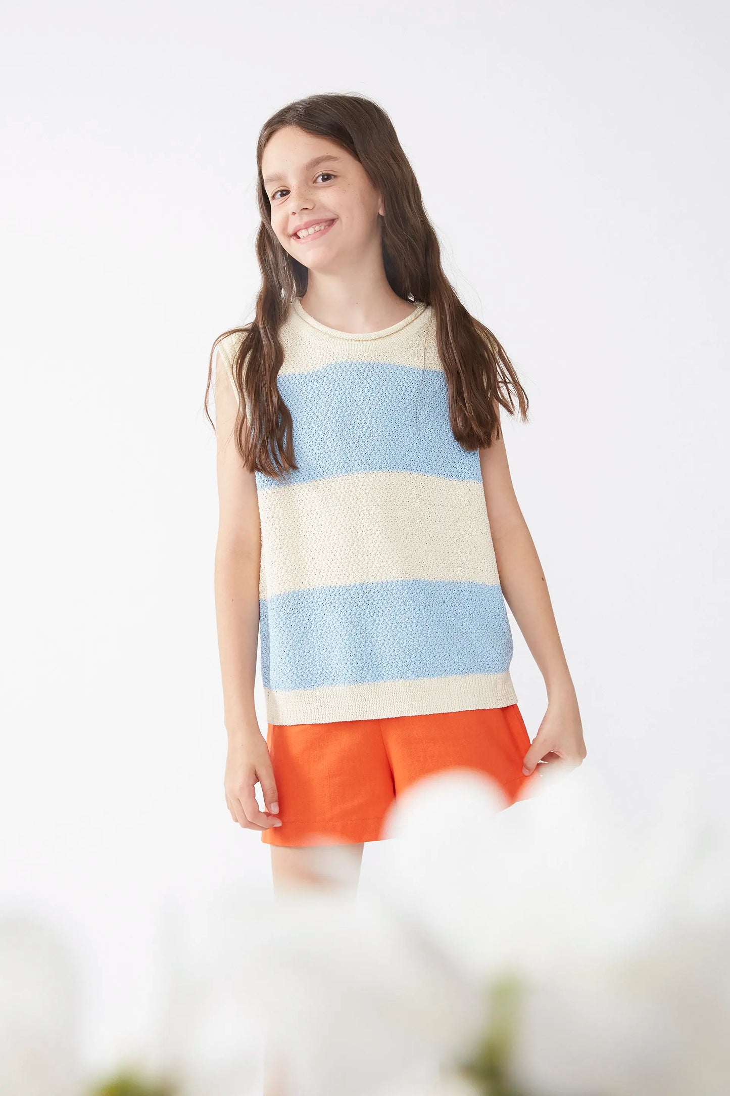 Top unisex punto rayas azul