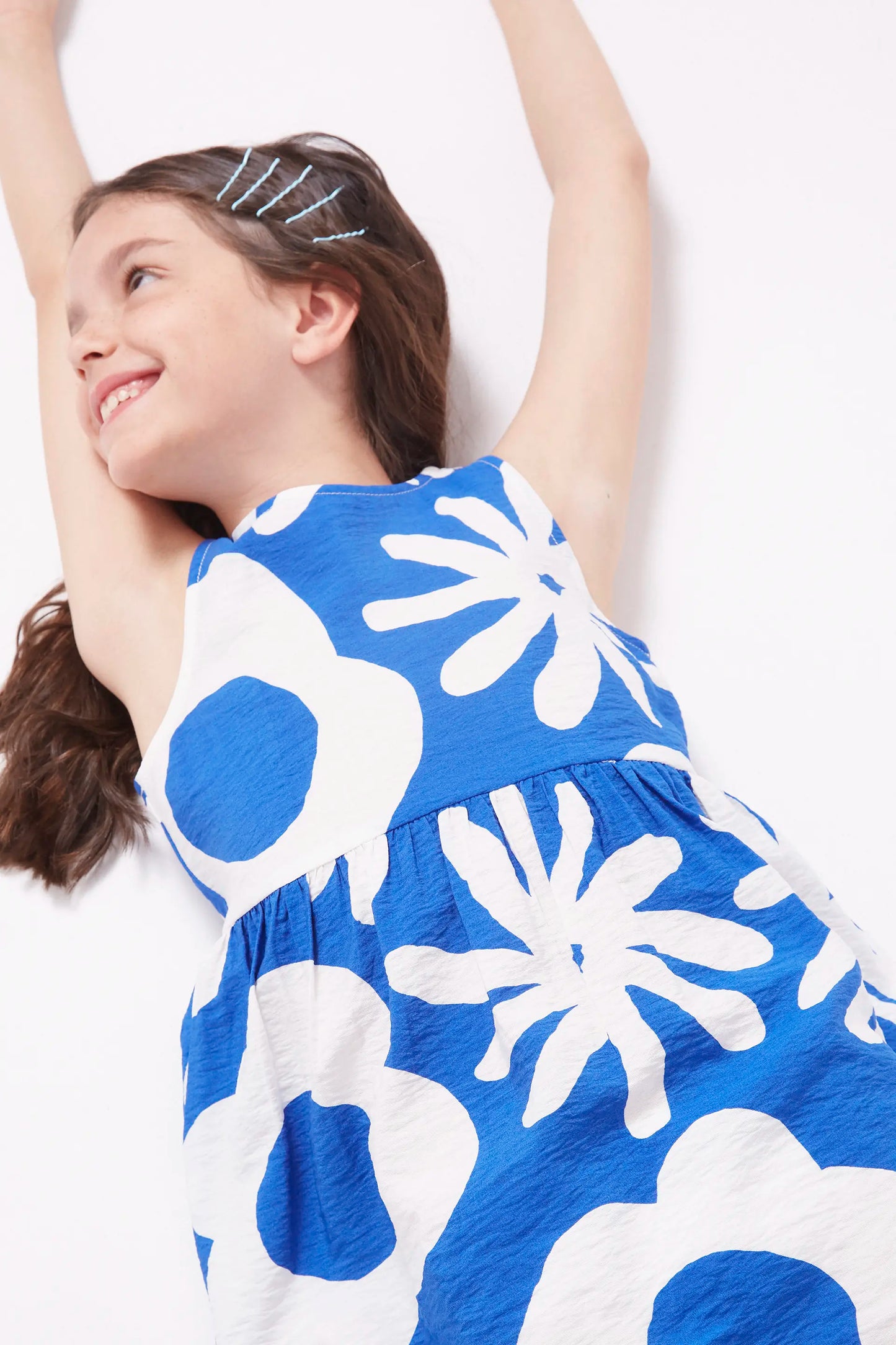 Vestido corto de niña estampado Bluet Blue