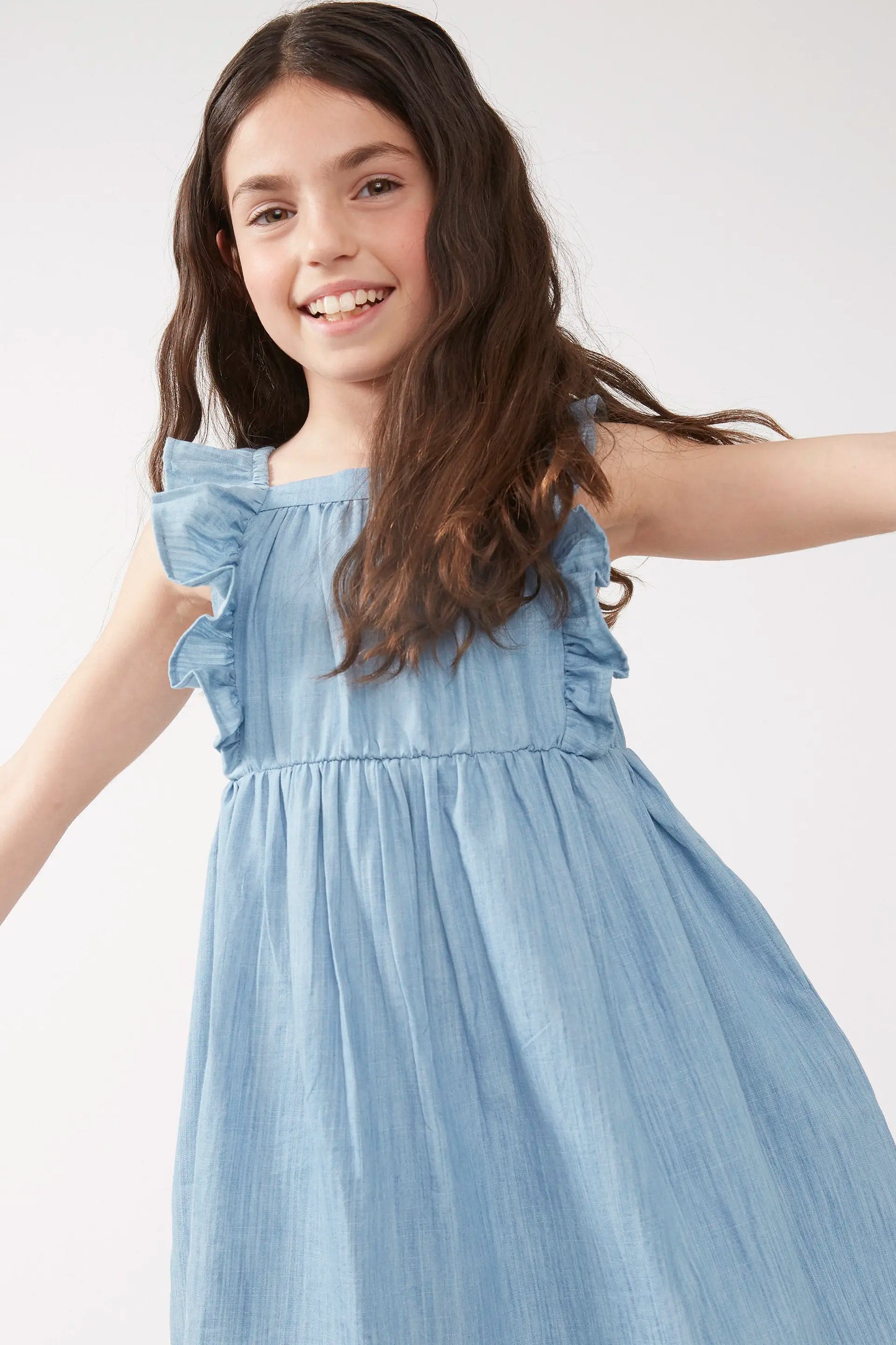 Vestido corto de niña efecto denim