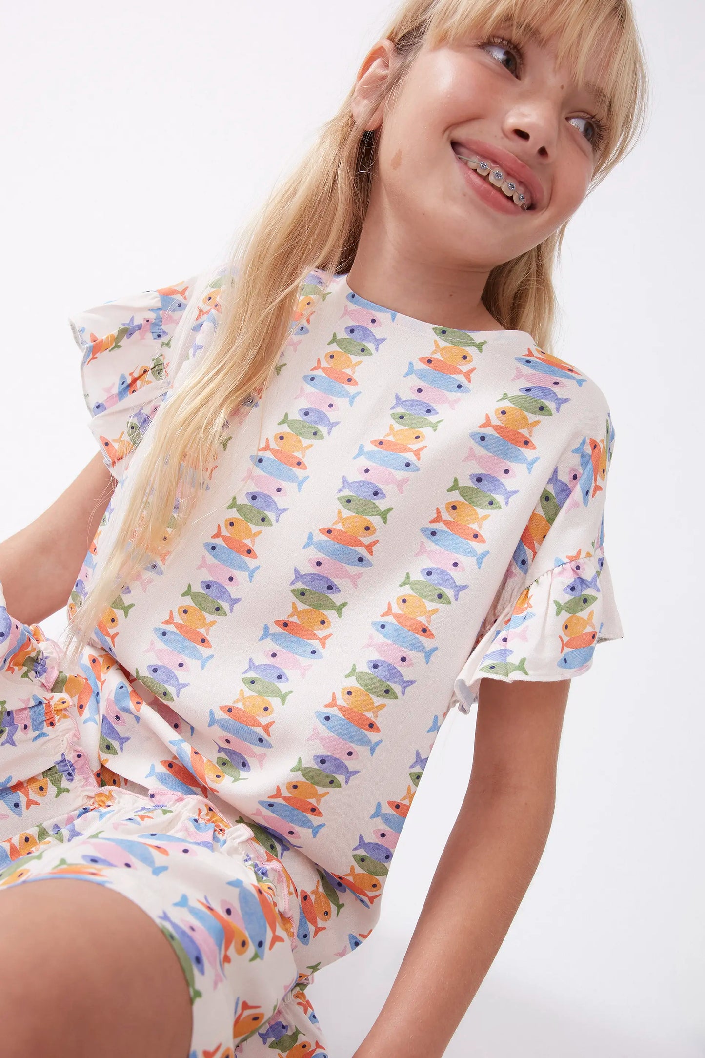 Top de niña rayón LENZING™ ECOVERO™ con estampado Marina