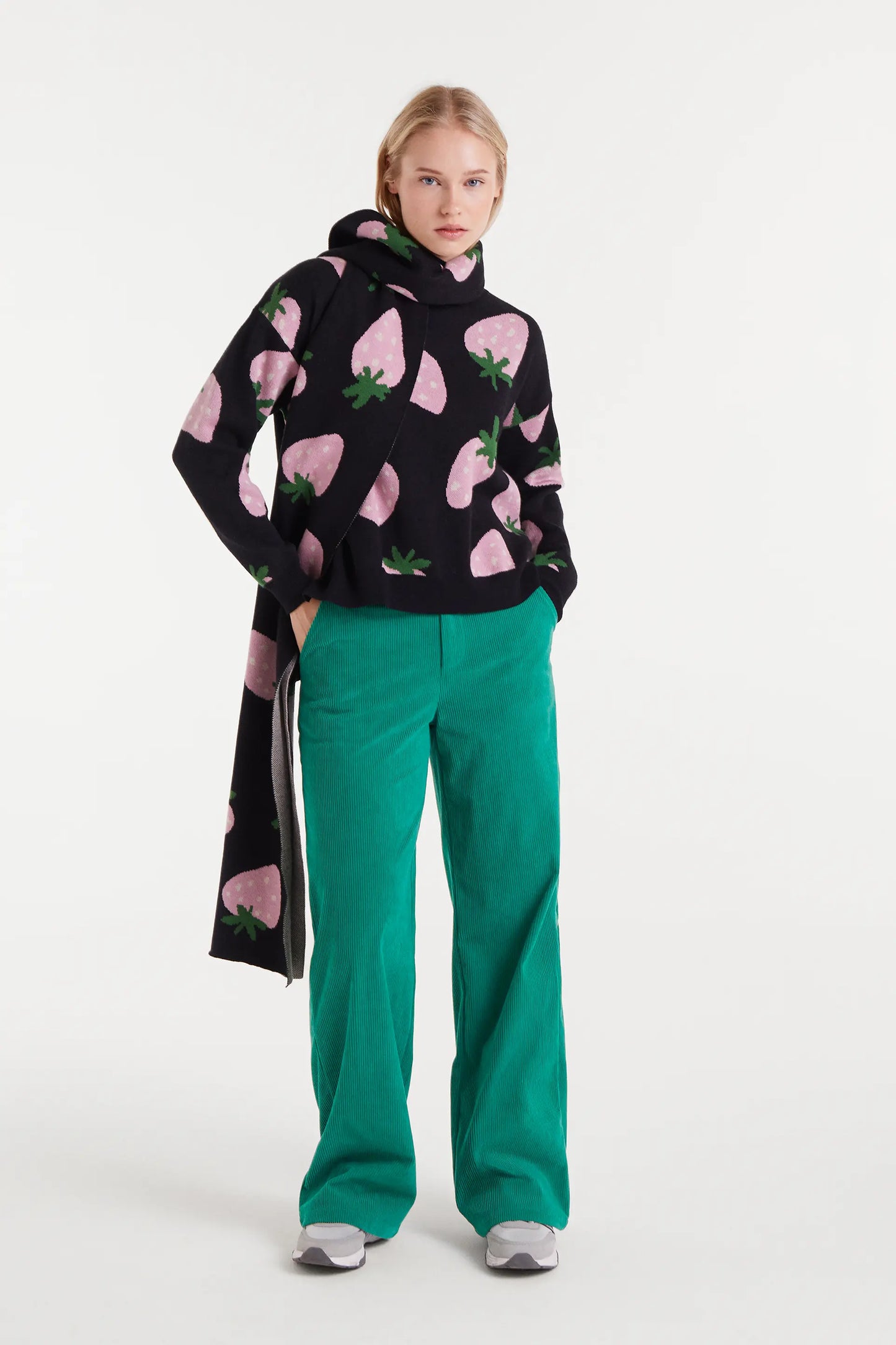 Maglione in maglia jacquard con stampa Morango