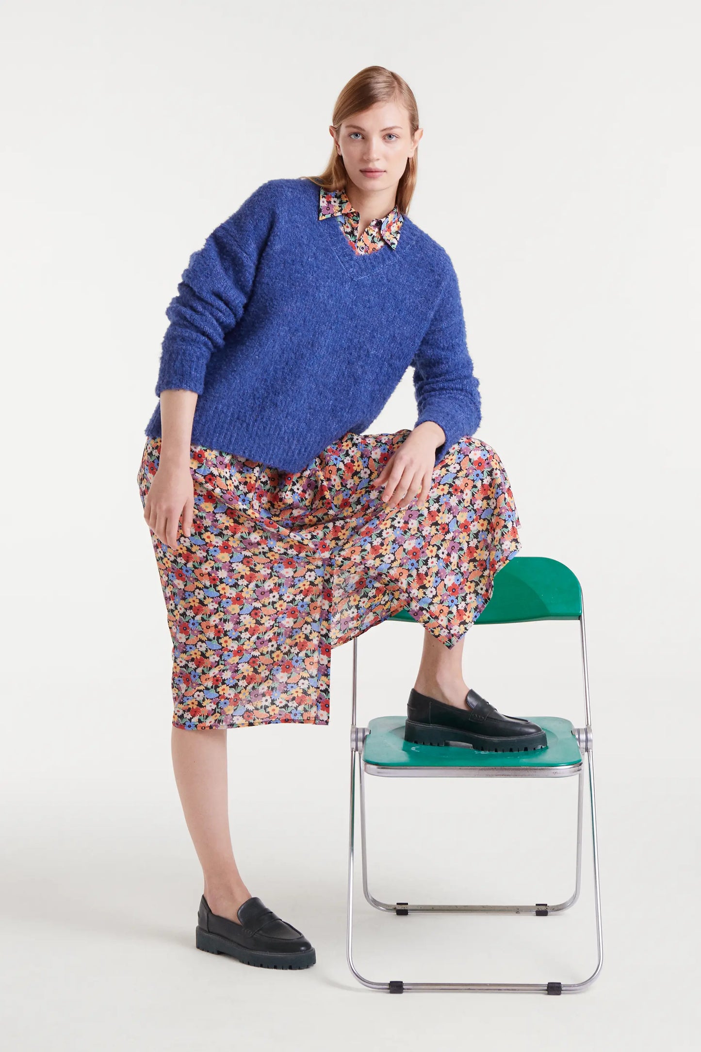 Blue textured knit sweater