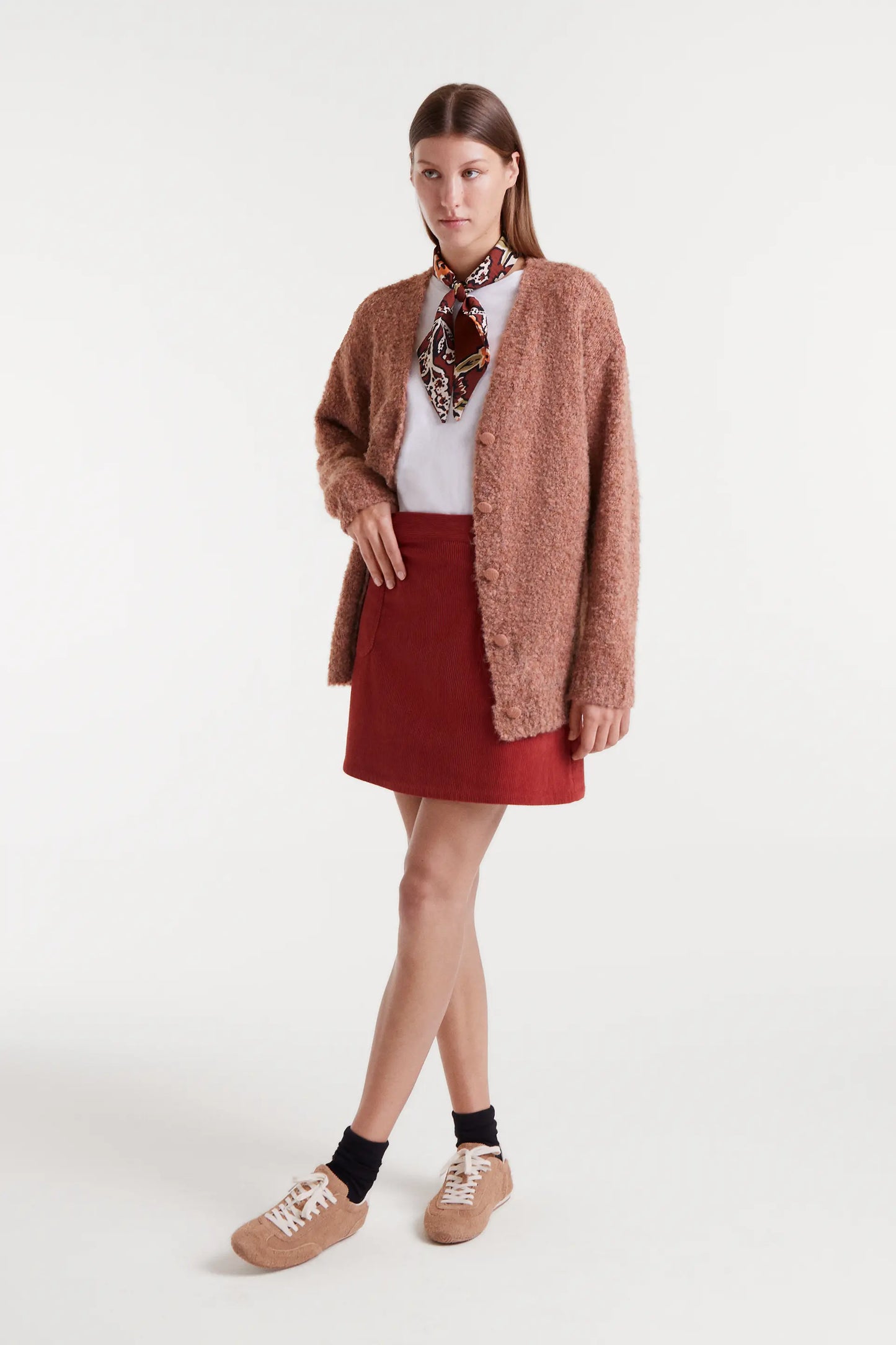 Chaqueta larga con textura camel