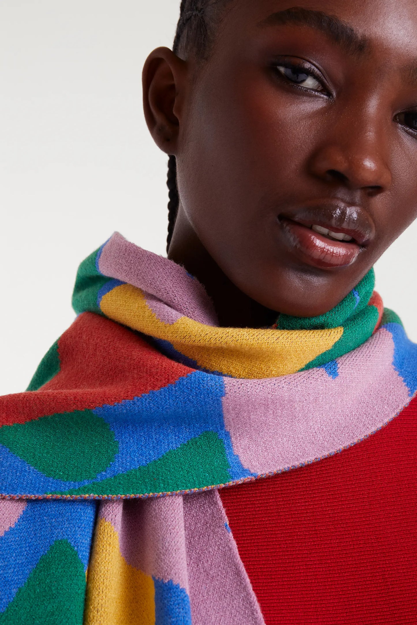 Cupid print jacquard knit scarf