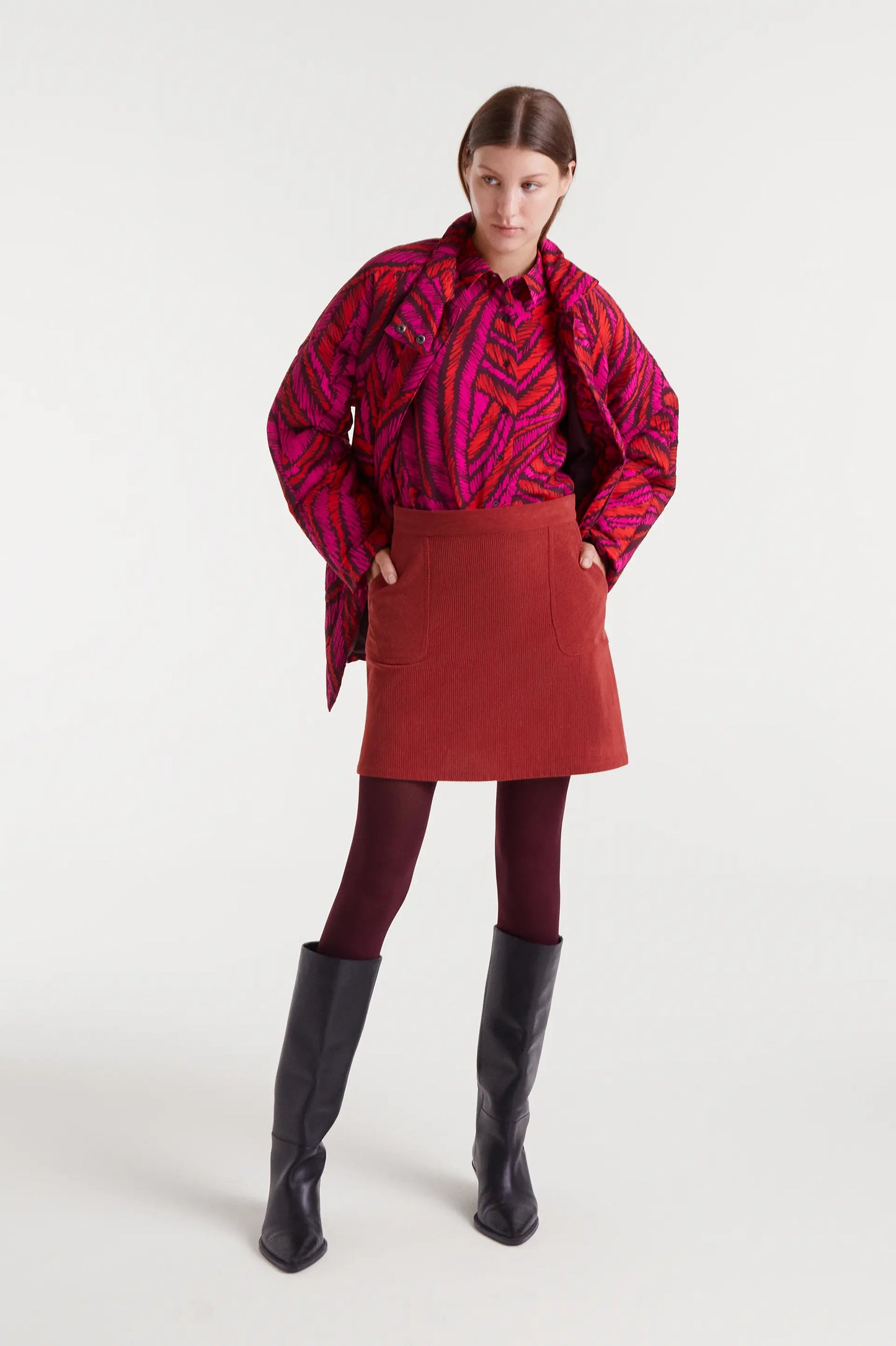 Fedora print lightweight crepe shirt