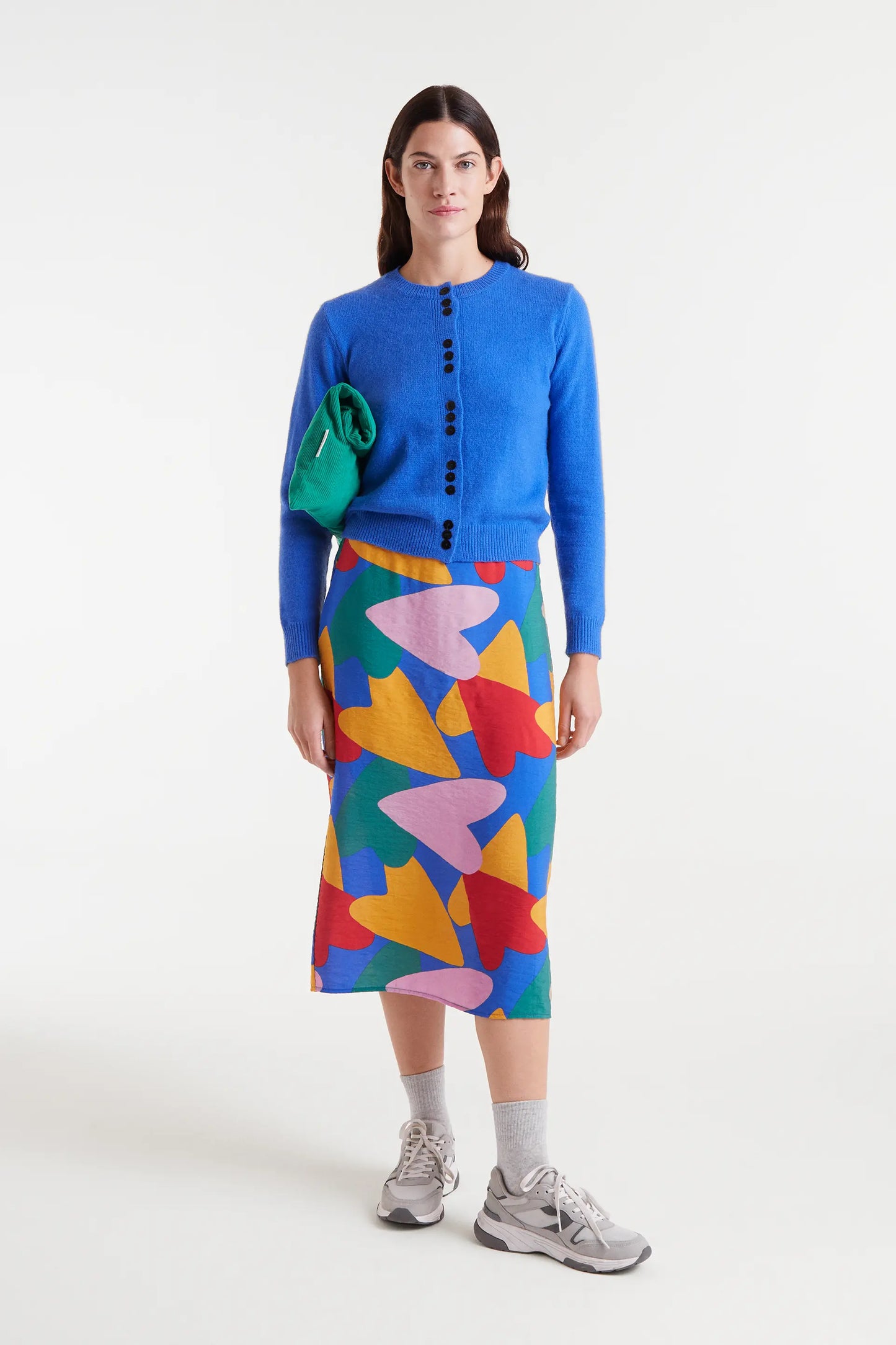 Gonna midi in crêpe leggera con stampa Cupido