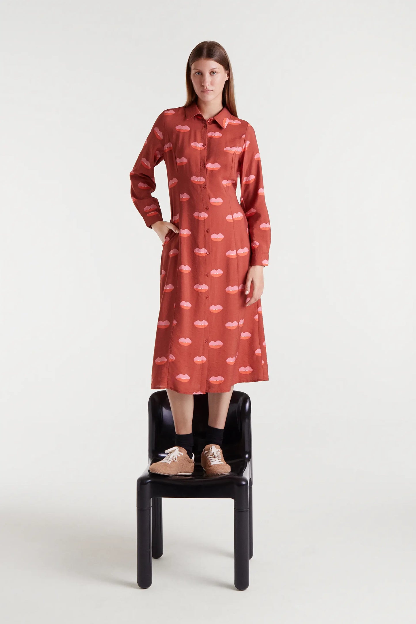 Lips print midi dress