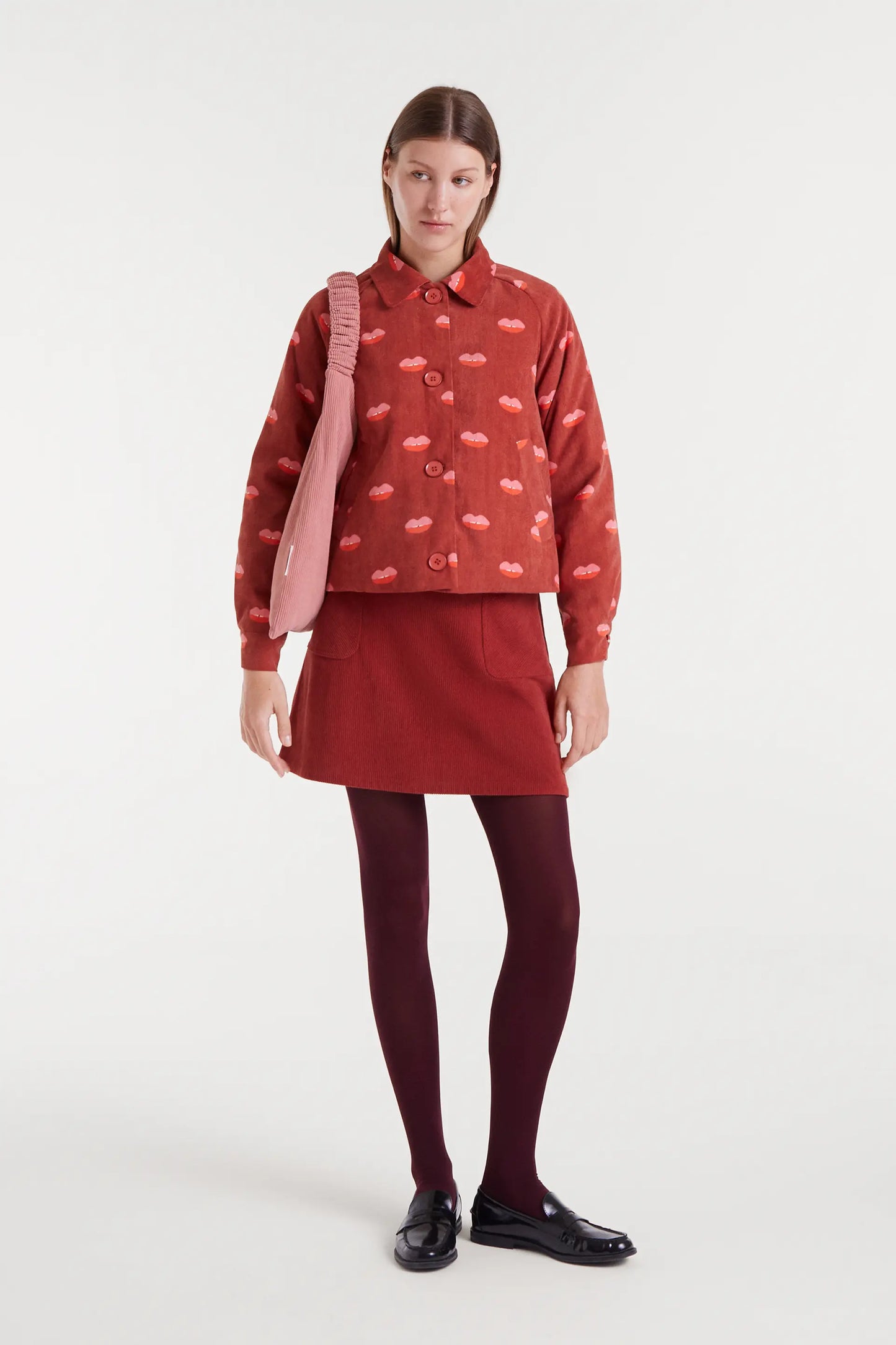 Short brown corduroy skirt