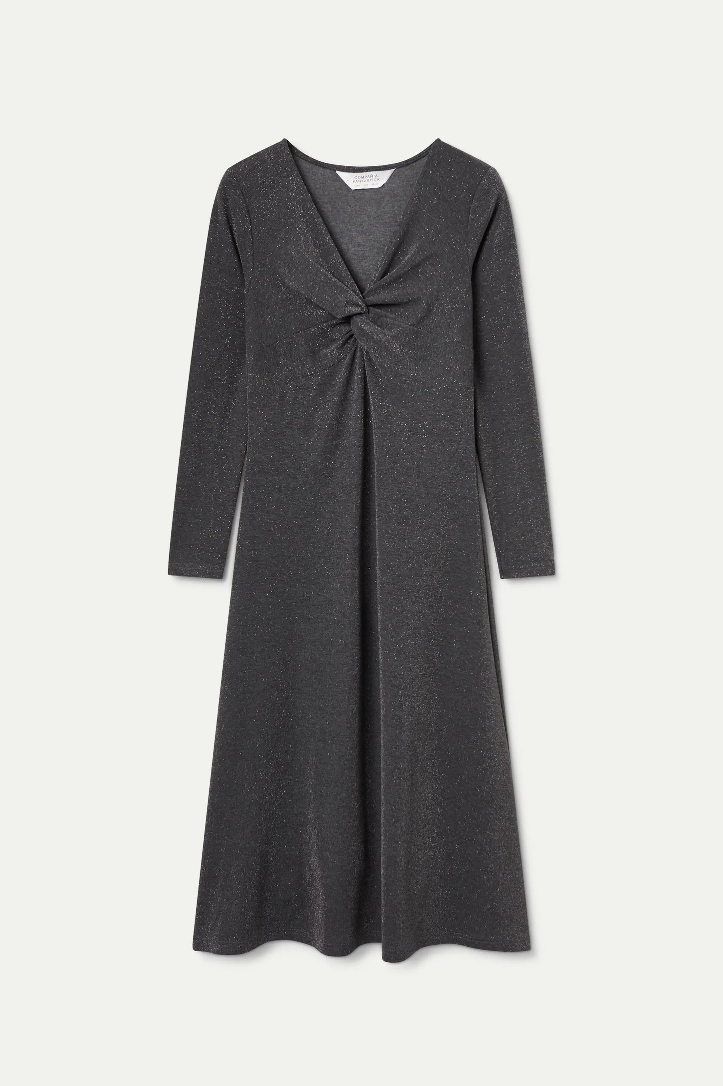 Vestido midi negro con escote nudado