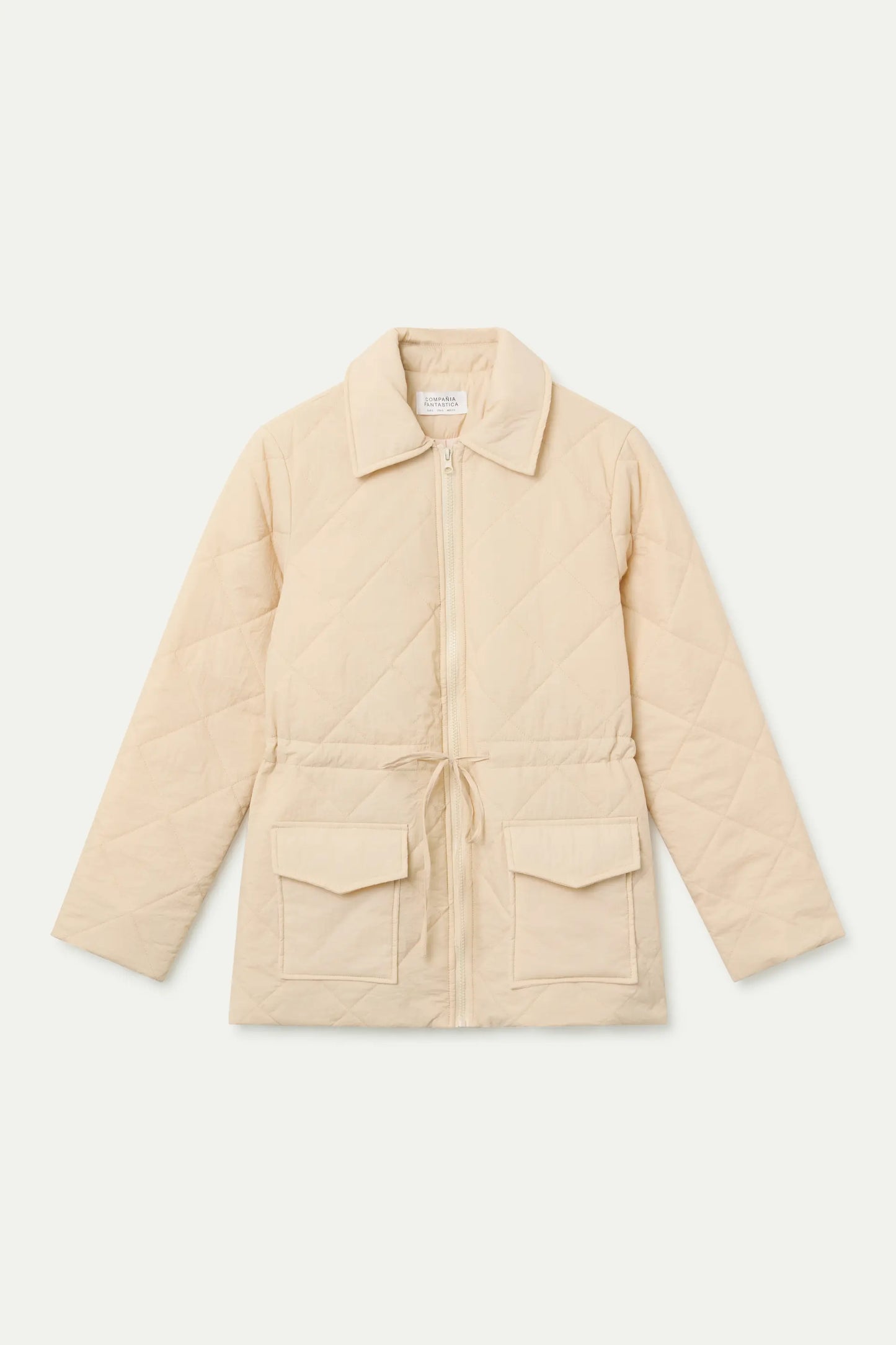 Abrigo cuello solapa blanco roto