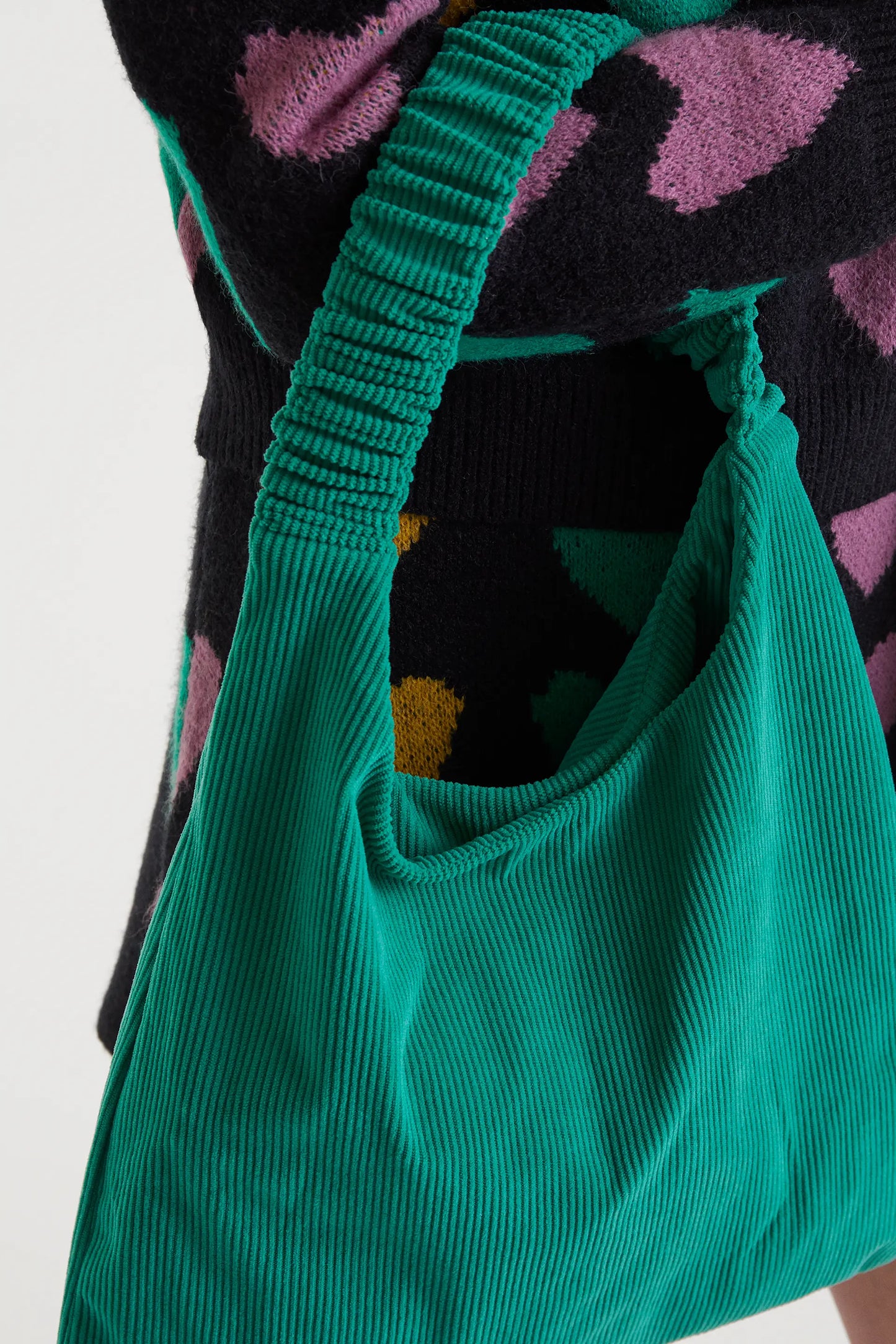 Green corduroy bag