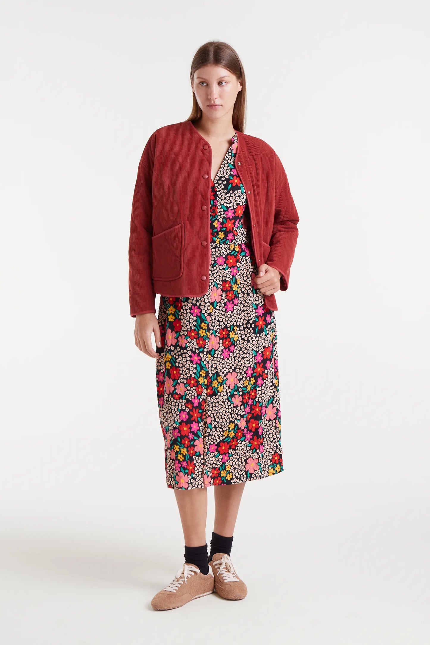 Abito midi con stampa Giardino