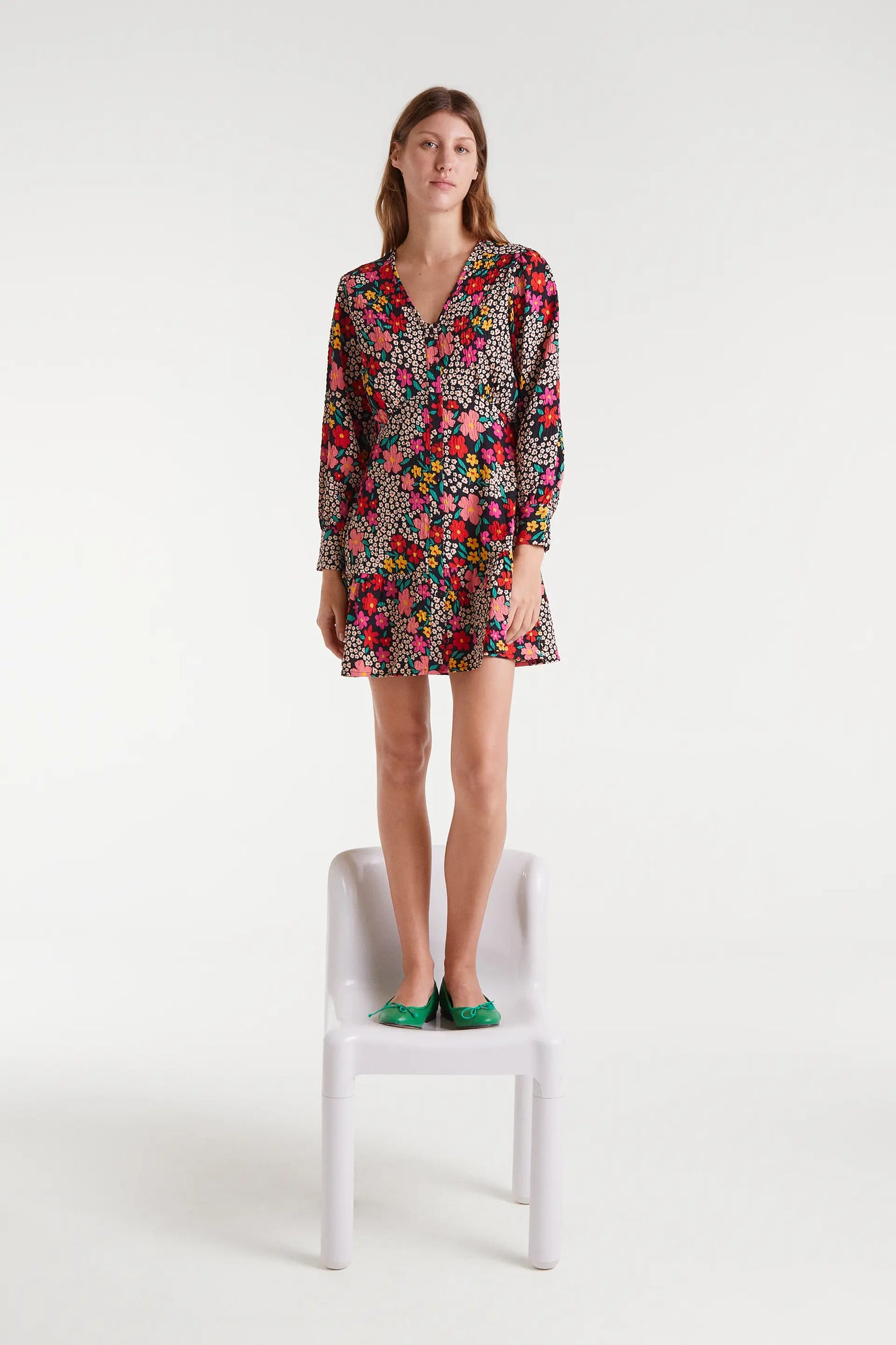 Abito corto con stampa Giardino