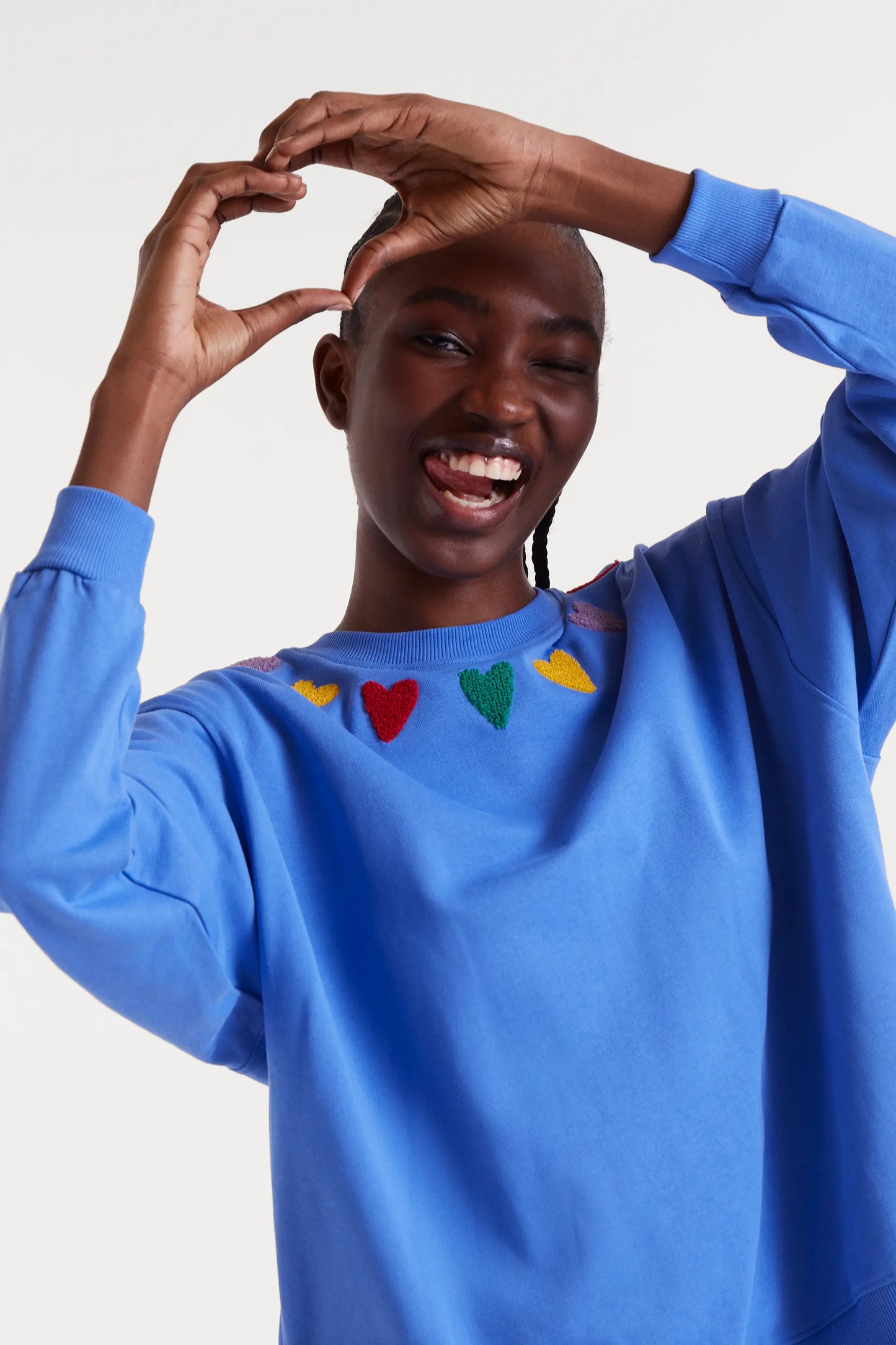 100% cotton sweatshirt with heart embroidery