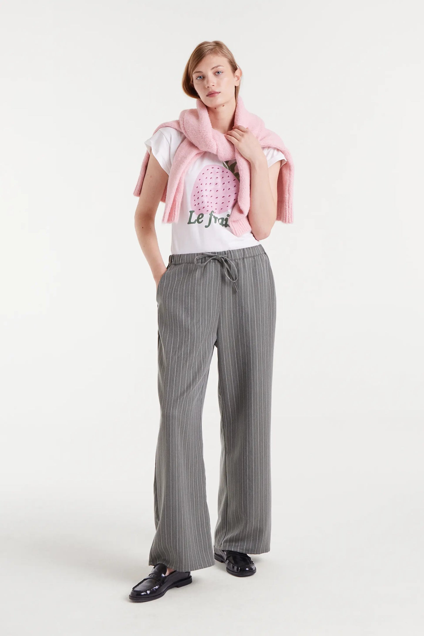 T-shirt bianca in 100% cotone con stampa Le fraise