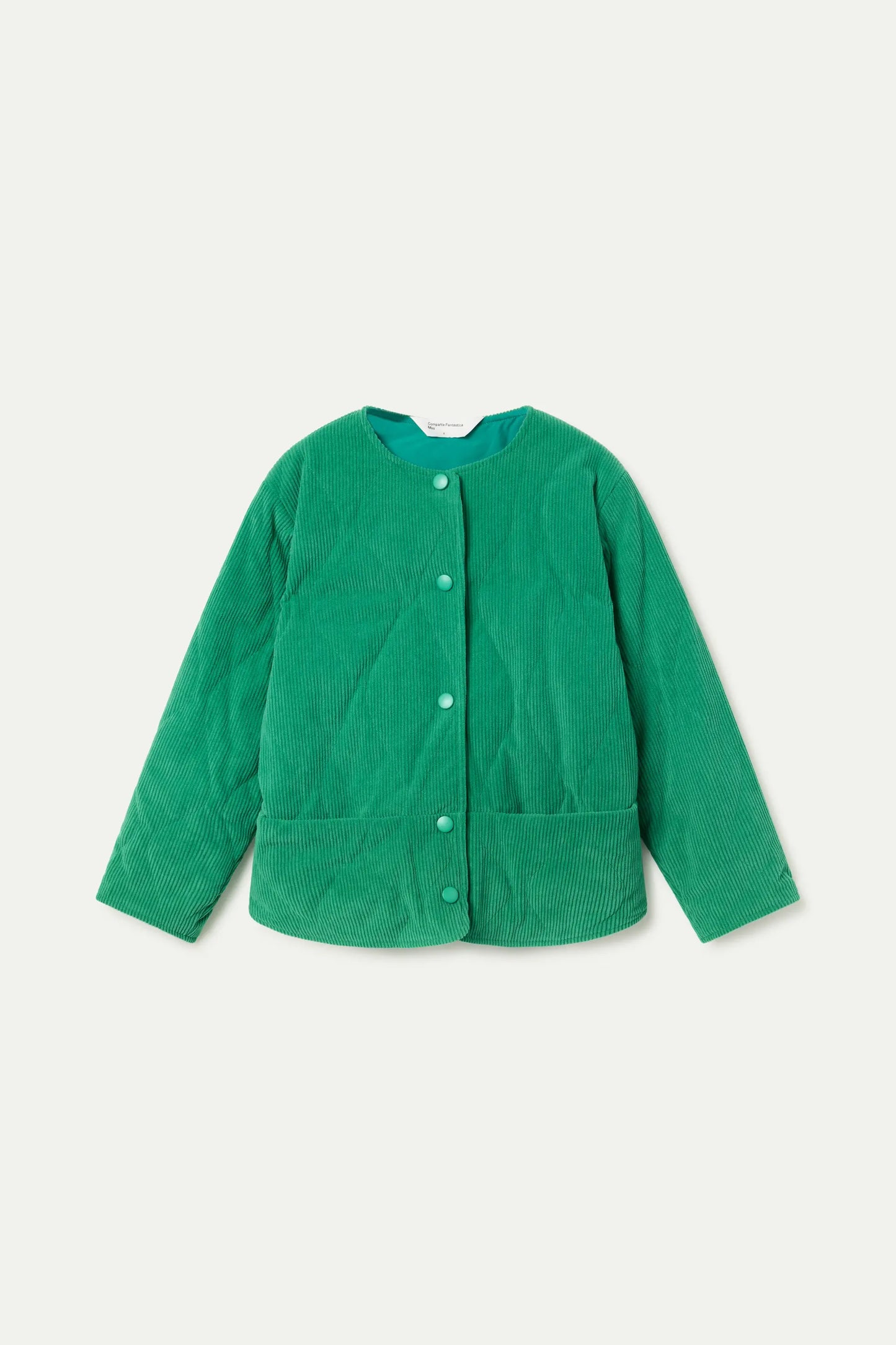 Green corduroy girl's jacket with pockets