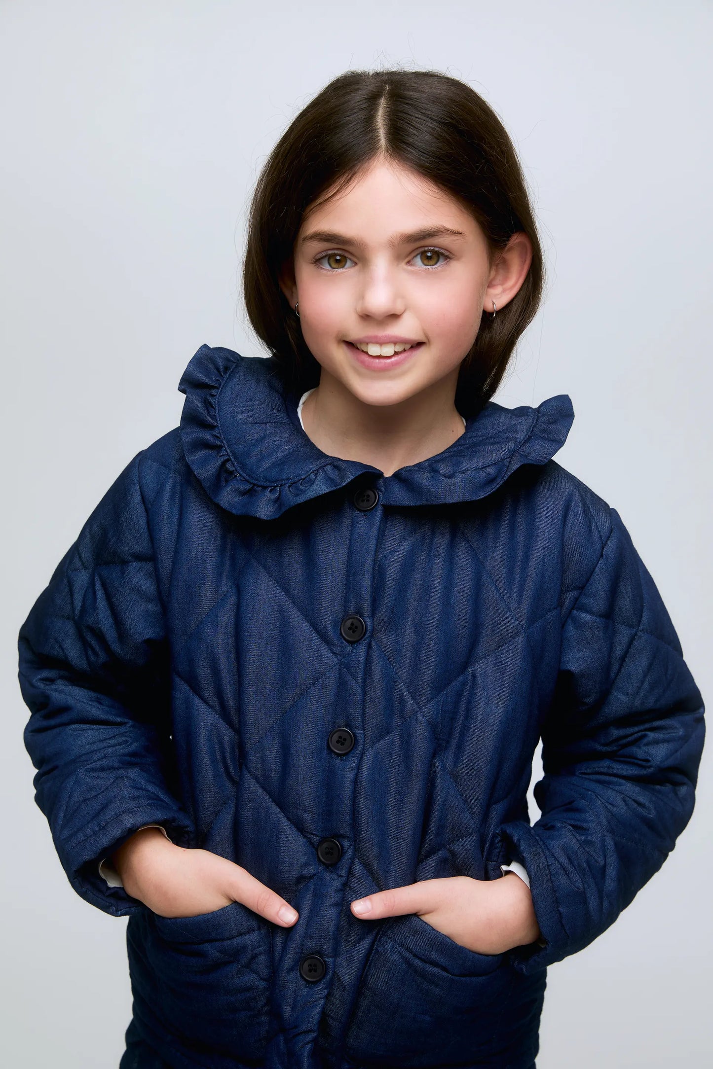 Blue denim padded girl's jacket