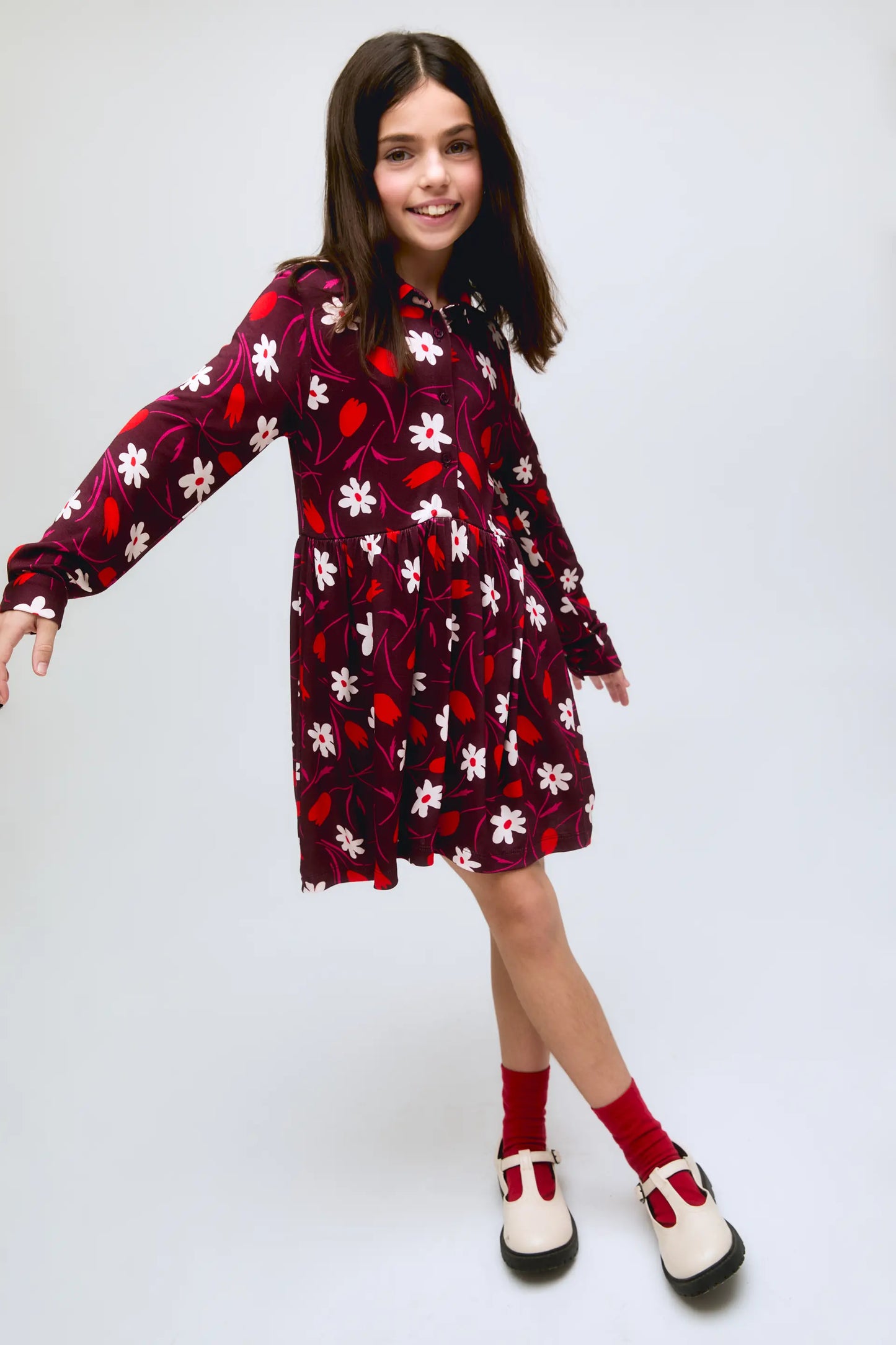 Abito corto per bambina con stampa floreale Tulip.