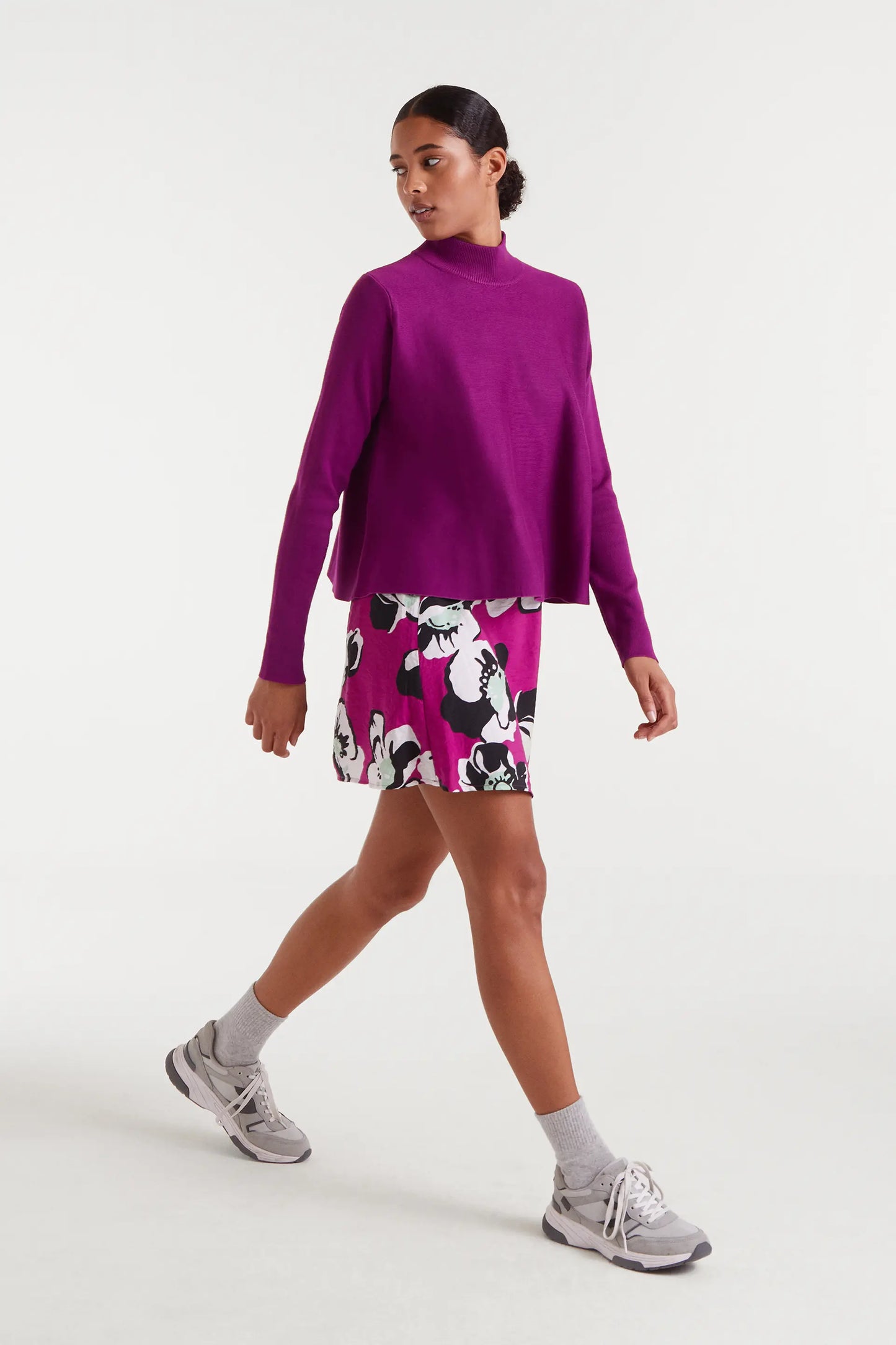 Maglione svasato Perkings magenta