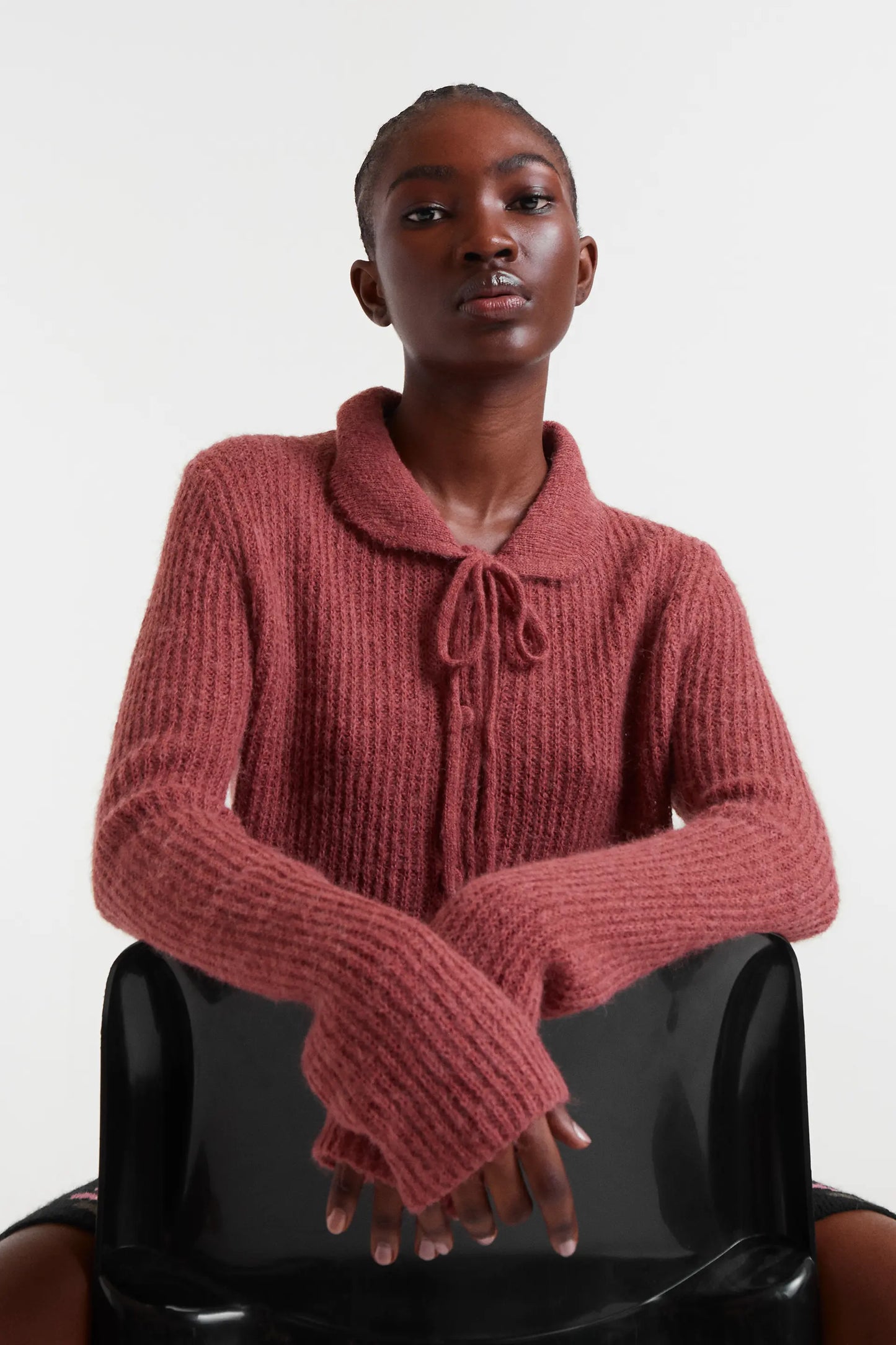 Cardigan lavorato a maglia tie-dye color ruggine