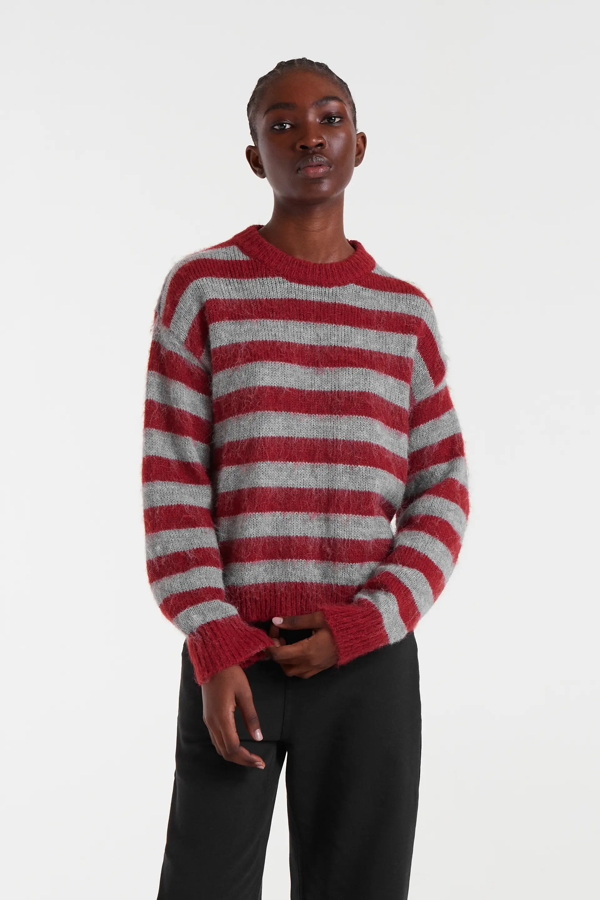 Maglione Uomo Girocollo A Righe – Pullover Leggero Lavorato A Maglia Con Blocco Colore – Slim Fit, Maniche Lunghe, Perfetto Per L'Inverno