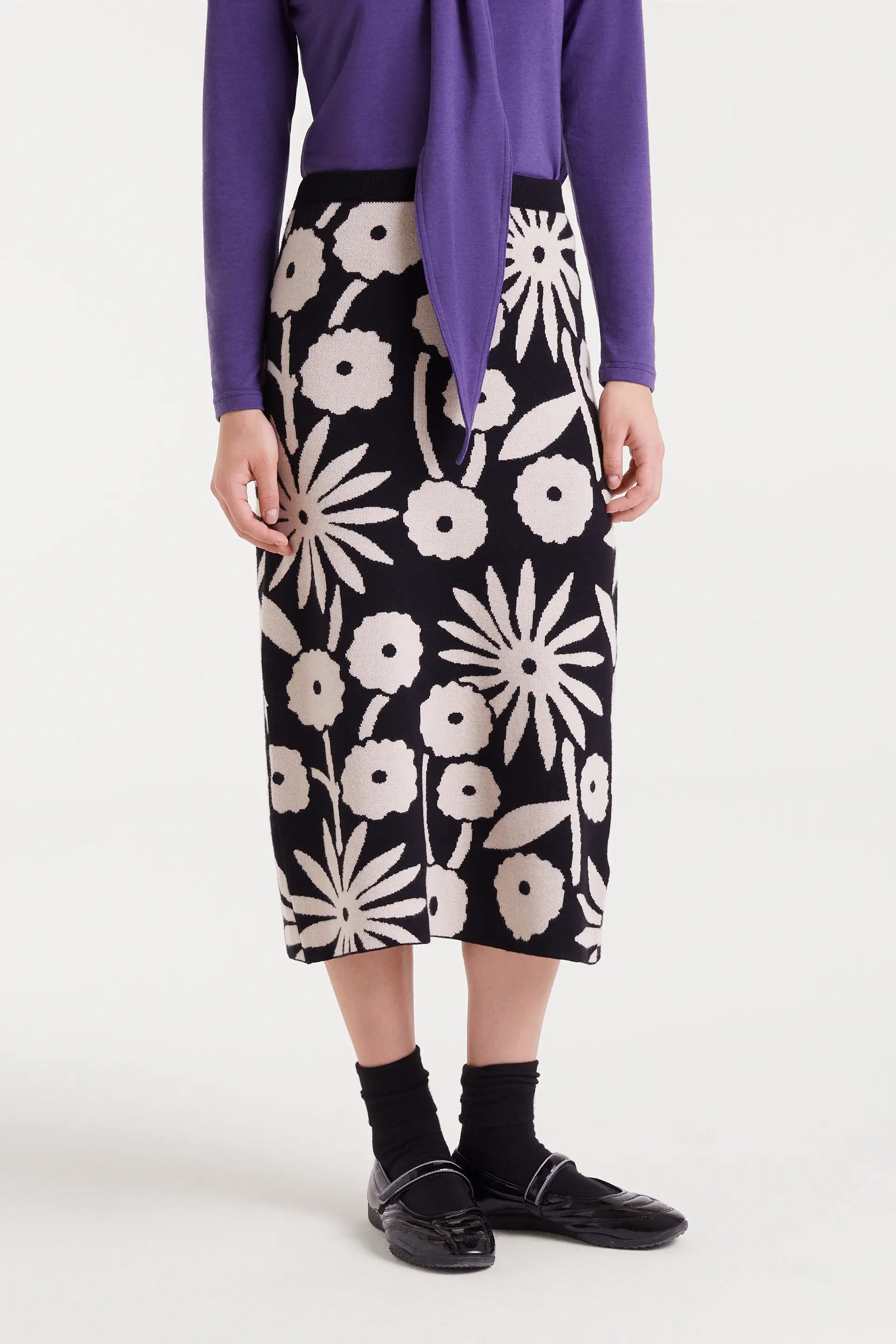 FETICO】Floral jacquard curvy skirt