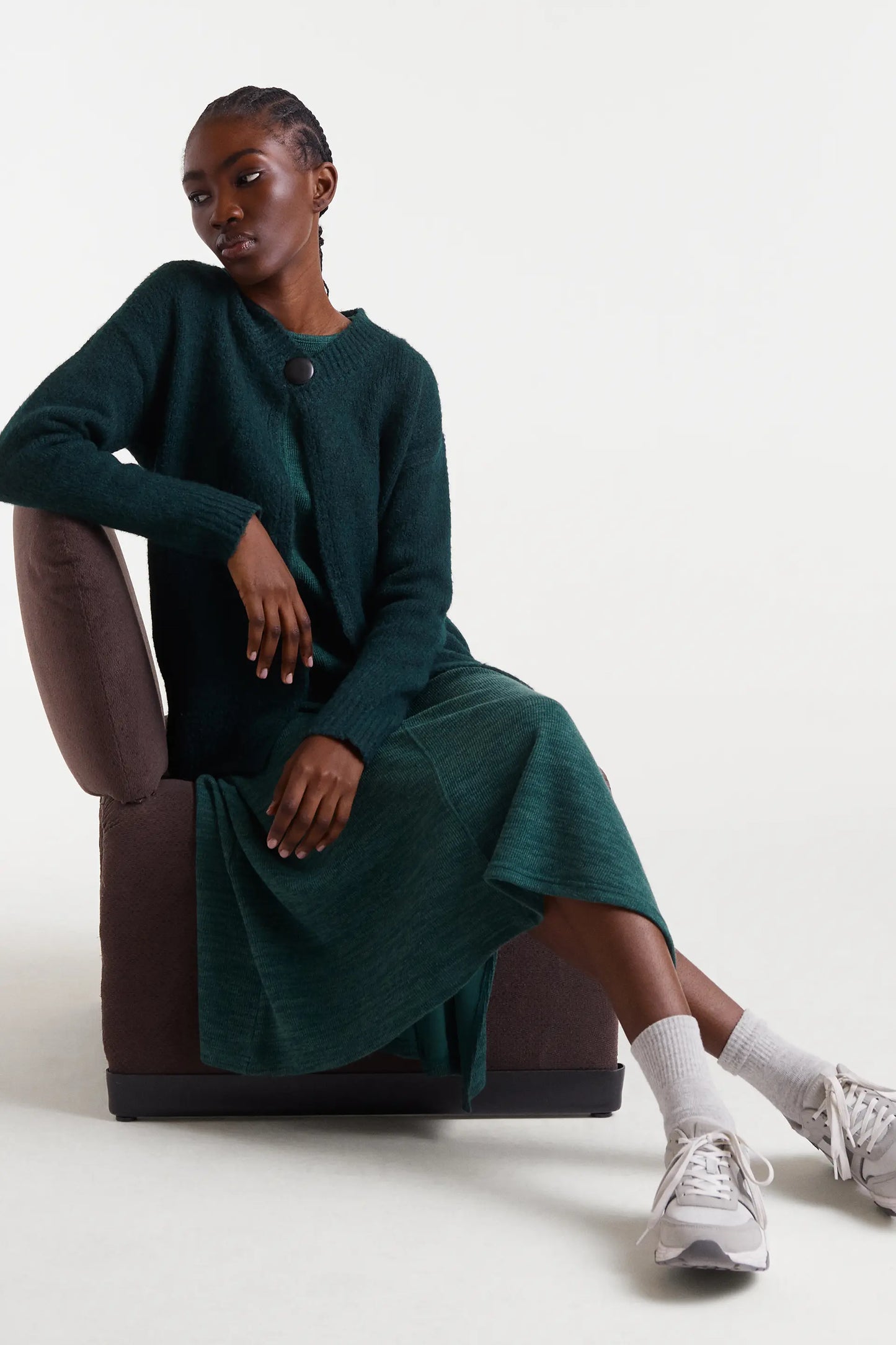 Cárdigan de punto fino verde