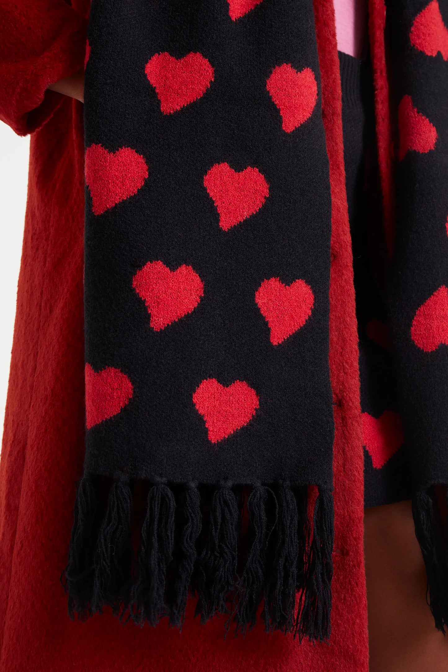 Heart Attack Small Printed Jacquard Knit Scarf