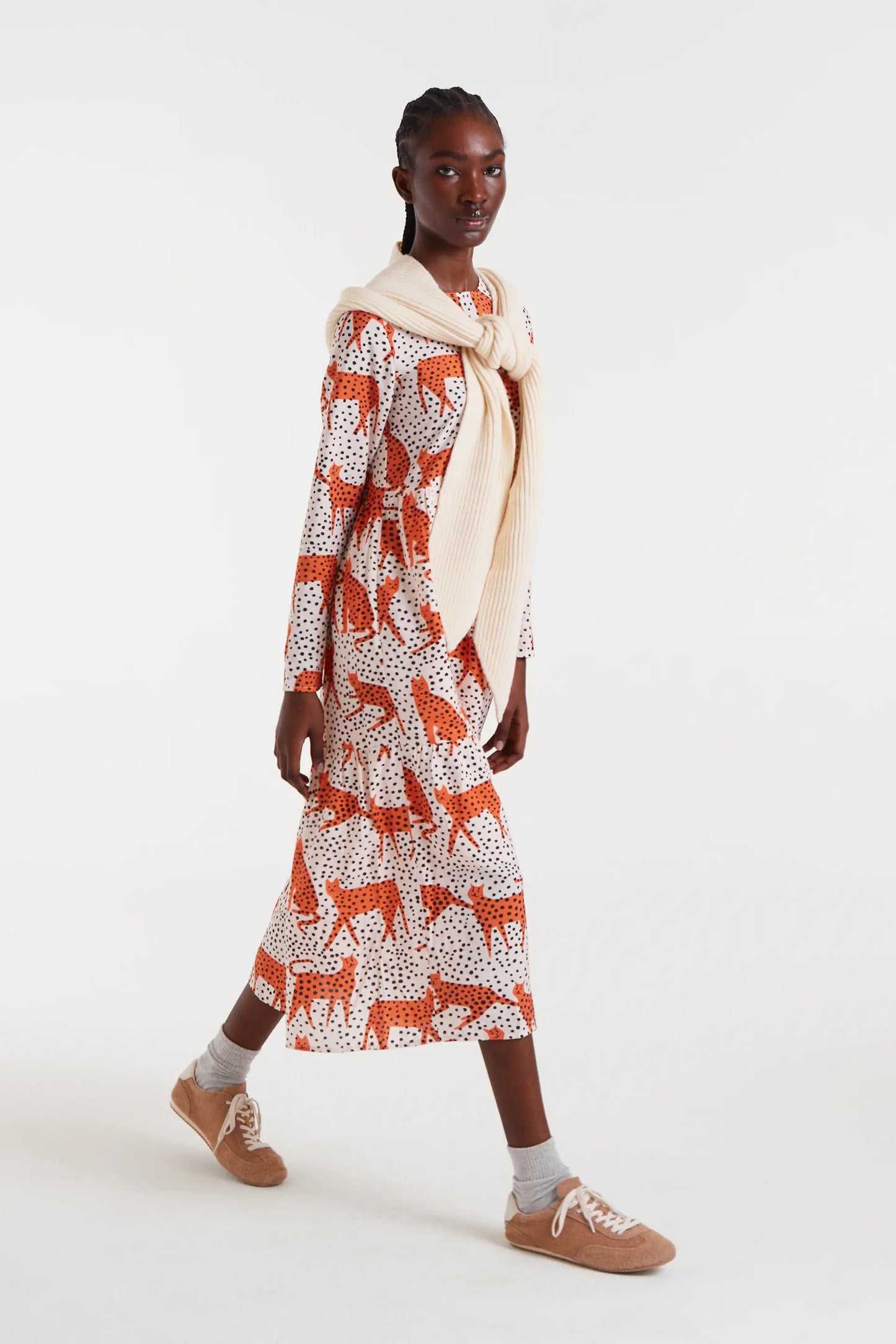 Abito midi con stampa Tano