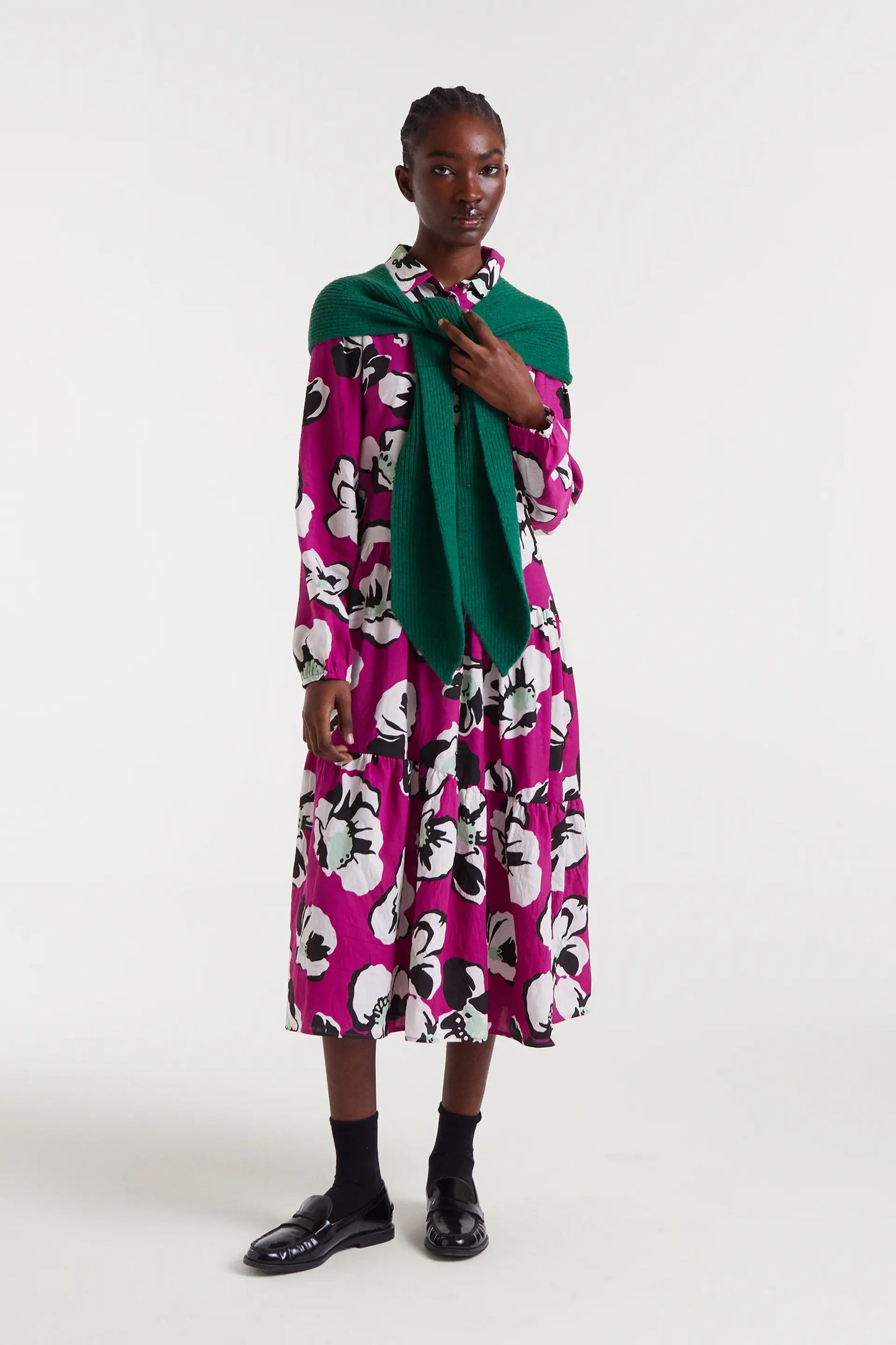 Abito midi con stampa Vivid Viola